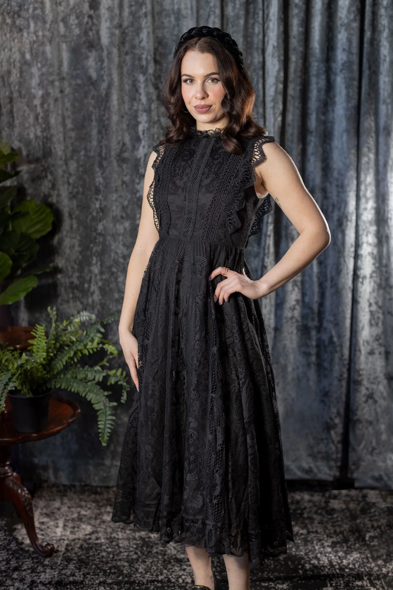 Arabella - Gothic Lace Fit and Flare Dress - Pre-Order - Image 7