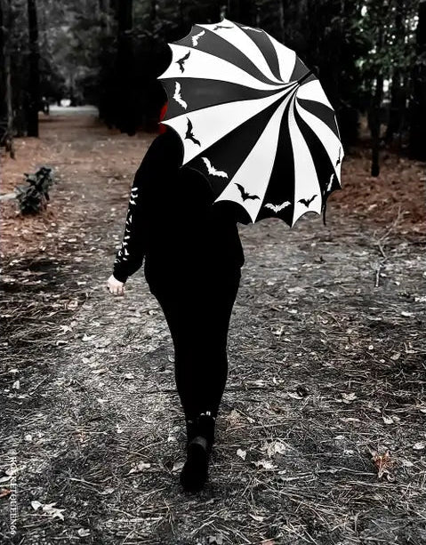 B/W Bats Batwing Umbrella - READY TO SHIP