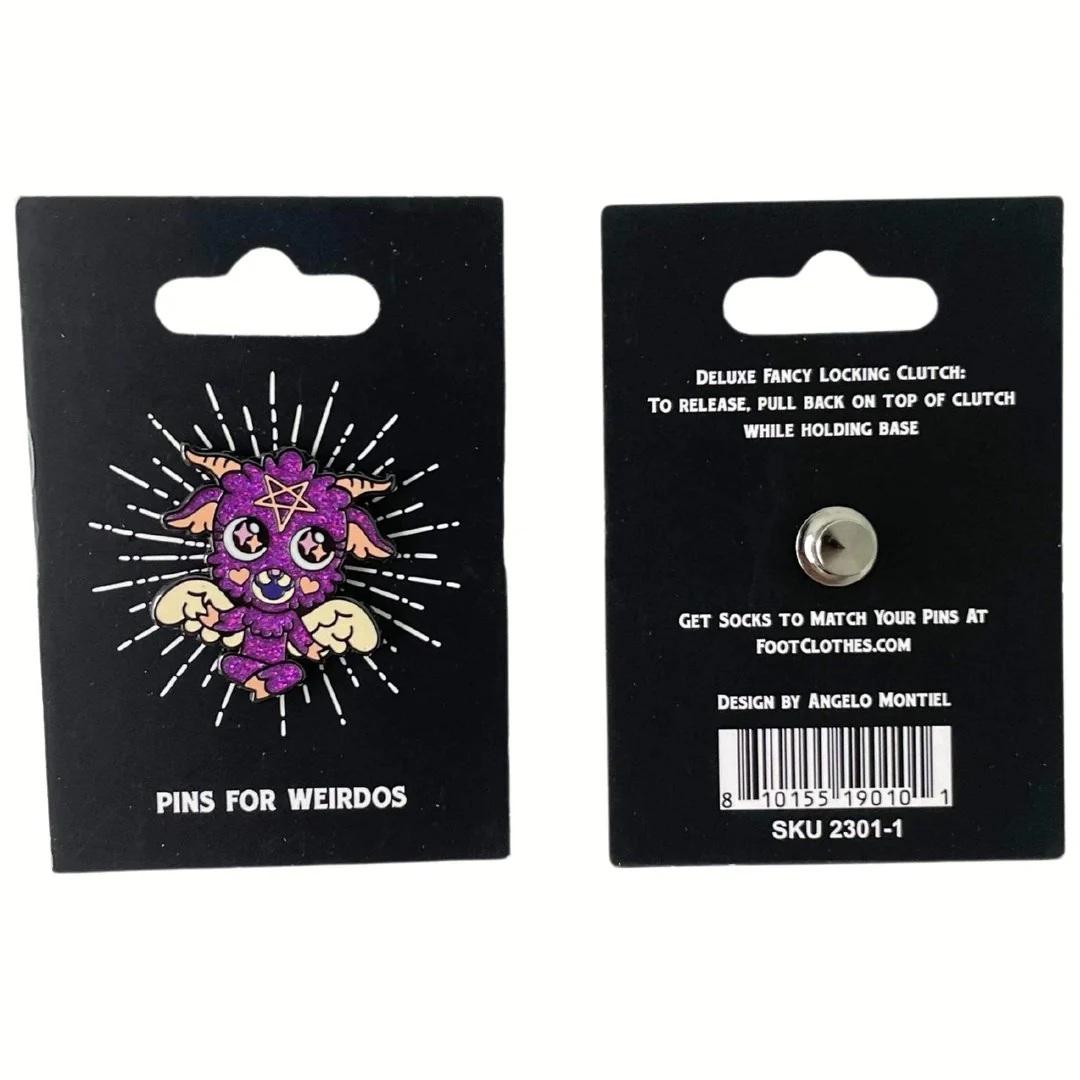 Baby Baphomet Hard Enamel Pin with Glitter - Image 2