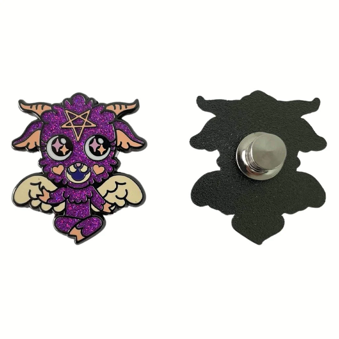 Baby Baphomet Hard Enamel Pin with Glitter - Image 3