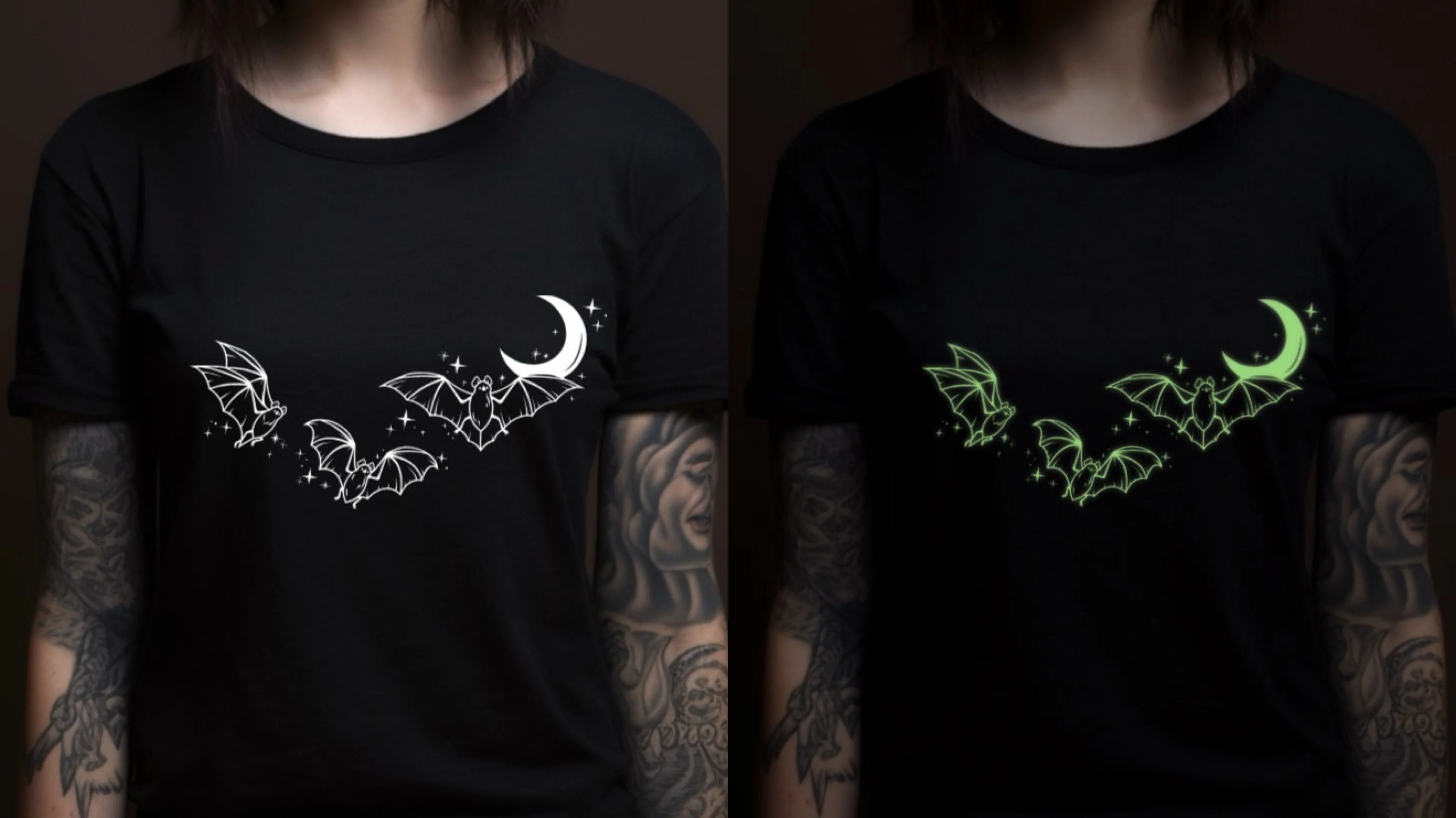 Batty Moon - Available in T-Shirt, Pullover, Hoodie, Tank or Long Sleeve - GLOW IN THE DARK