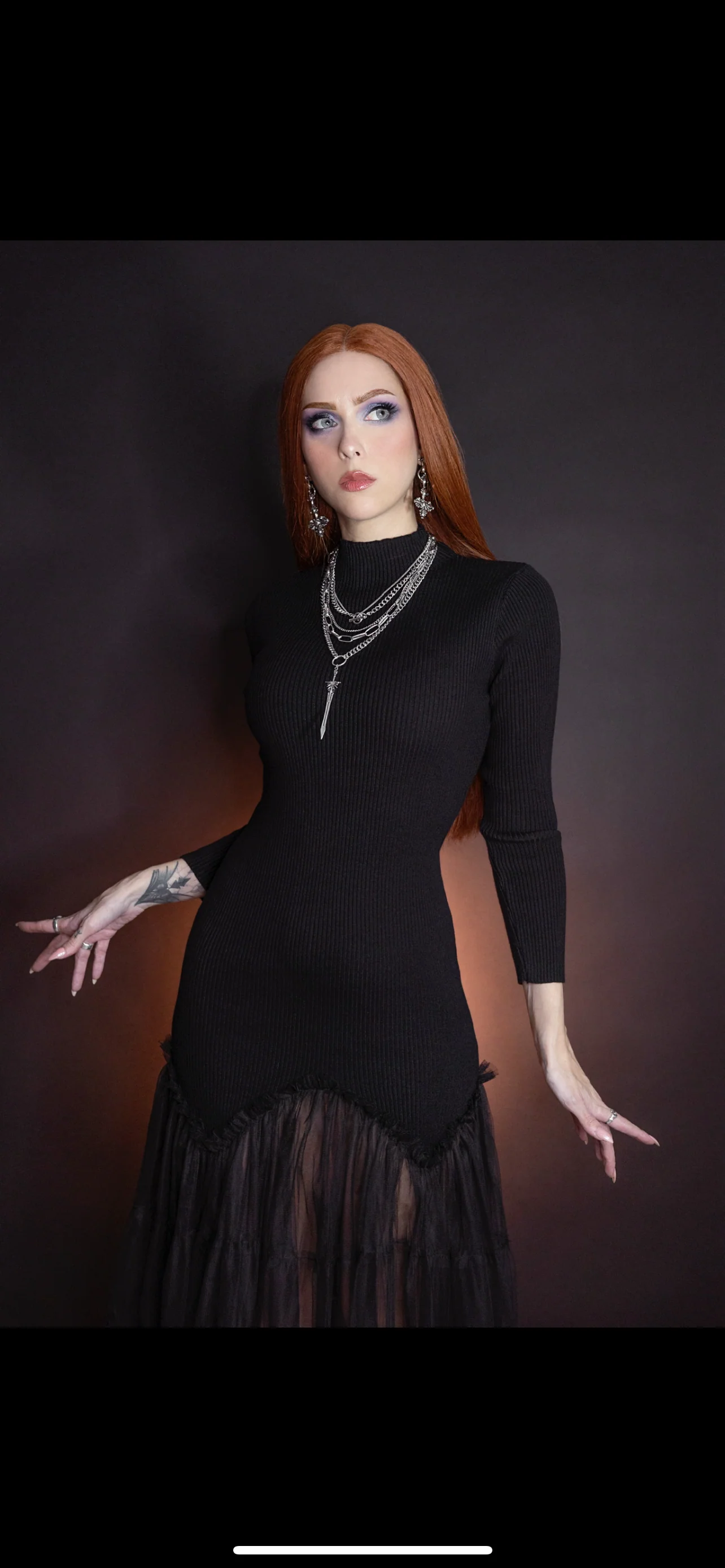 Beatrix - Curve Hugging Sweater Dress with Dreary Flared Hem - READY TO SHIP - Image 4