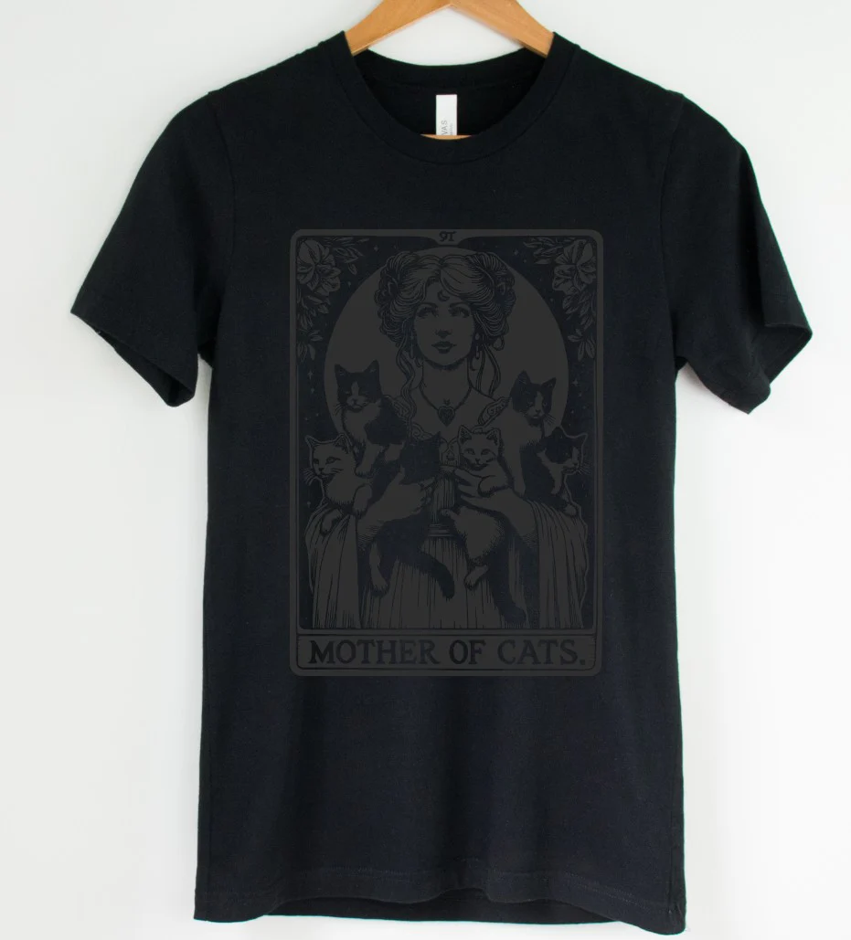 Black on Black - Mother of Cats Tarot - Available in T-Shirt, Pullover, Hoodie, Tank or Long Sleeve