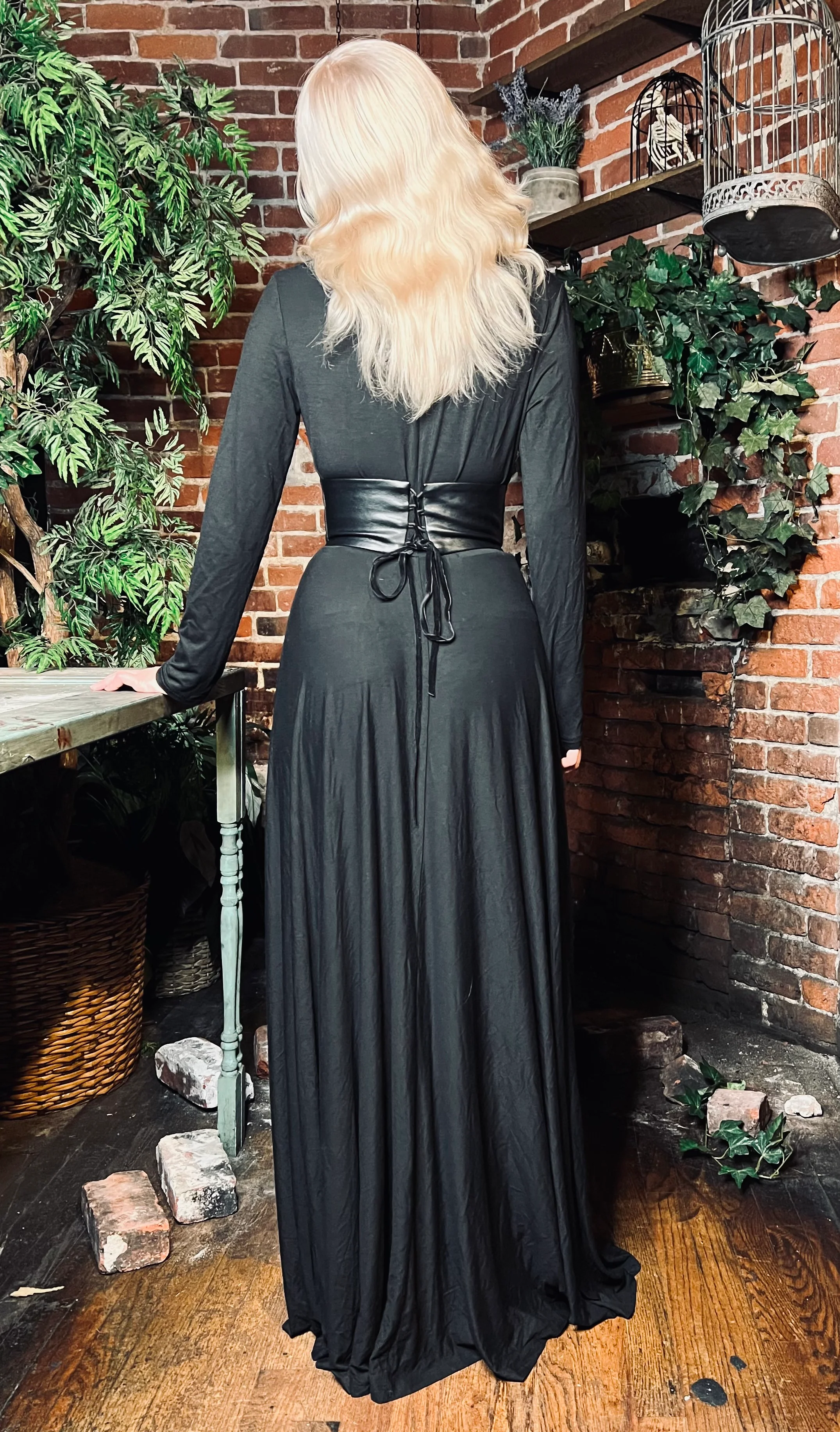 Blair - Jersey Maxi Dress with Vegan Leather Corset Waist - READY TO SHIP - Image 4