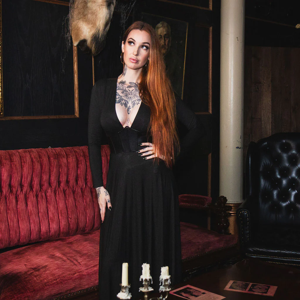 Blair - Jersey Maxi Dress with Vegan Leather Corset Waist - READY TO SHIP - Image 5