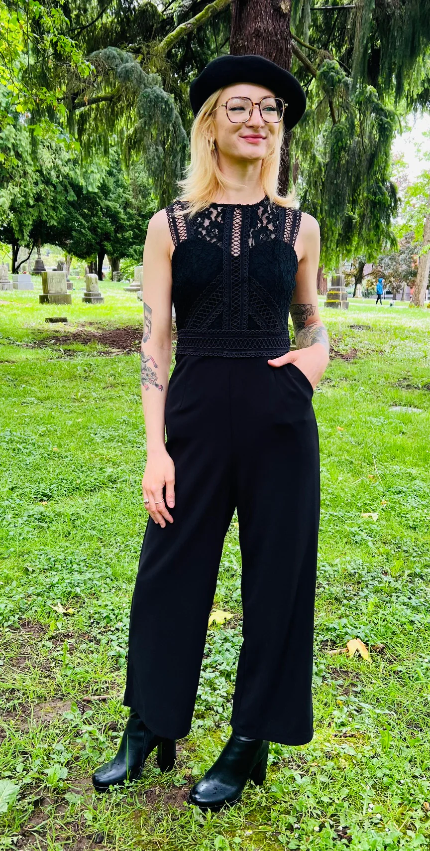 Branwen - Romantic Corporate Goth Jumpsuit - READY TO SHIP - Image 3