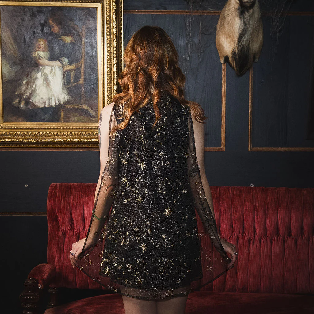 Celeste - Hooded Mini Dress with Capelet - Image 4