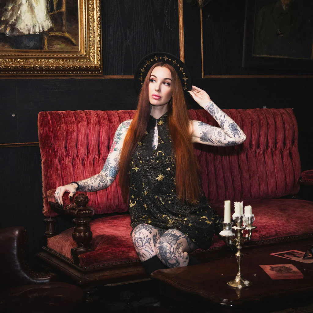 Celeste - Hooded Mini Dress with Capelet - Image 7