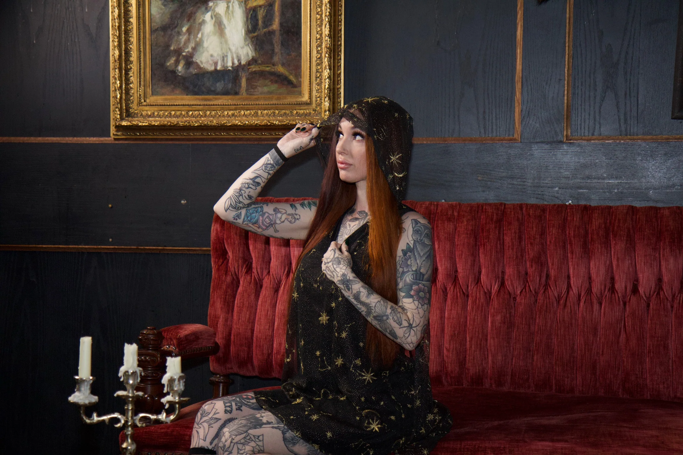 Celeste - Hooded Mini Dress with Capelet - Image 8