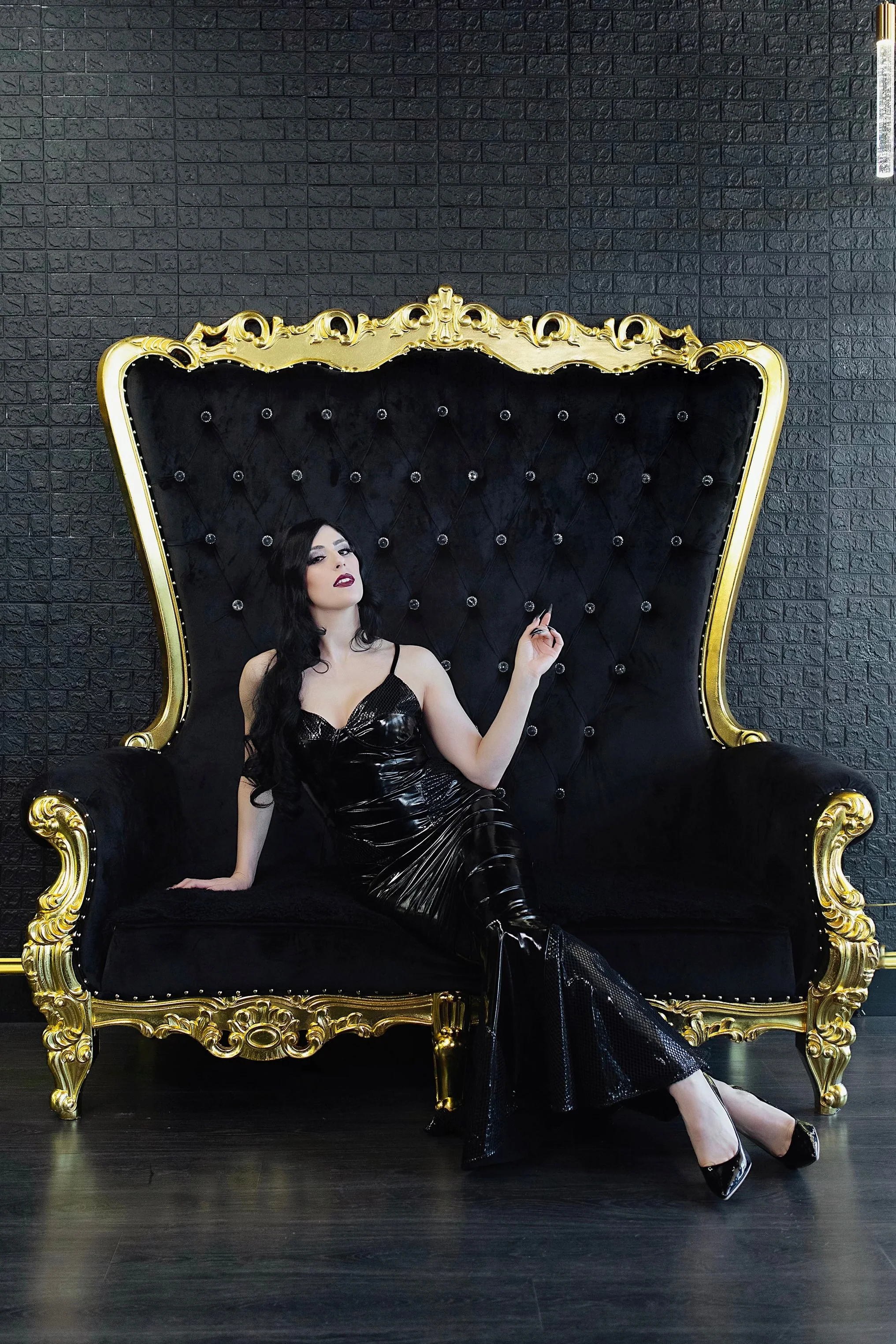 Creature Vinyl Dress in Black - Image 3