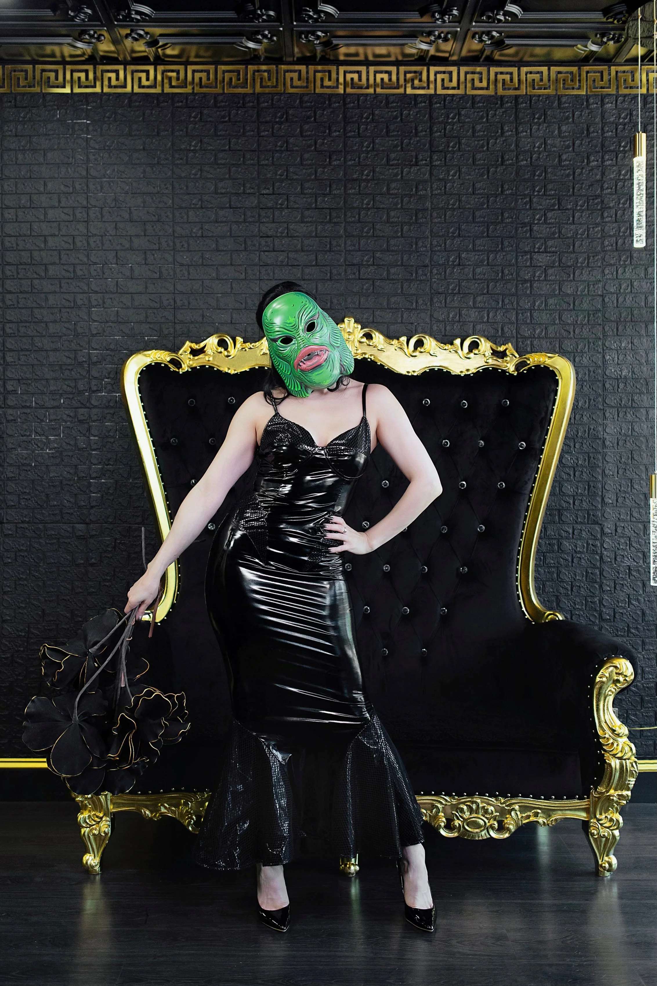 Creature Vinyl Dress in Black - Image 8