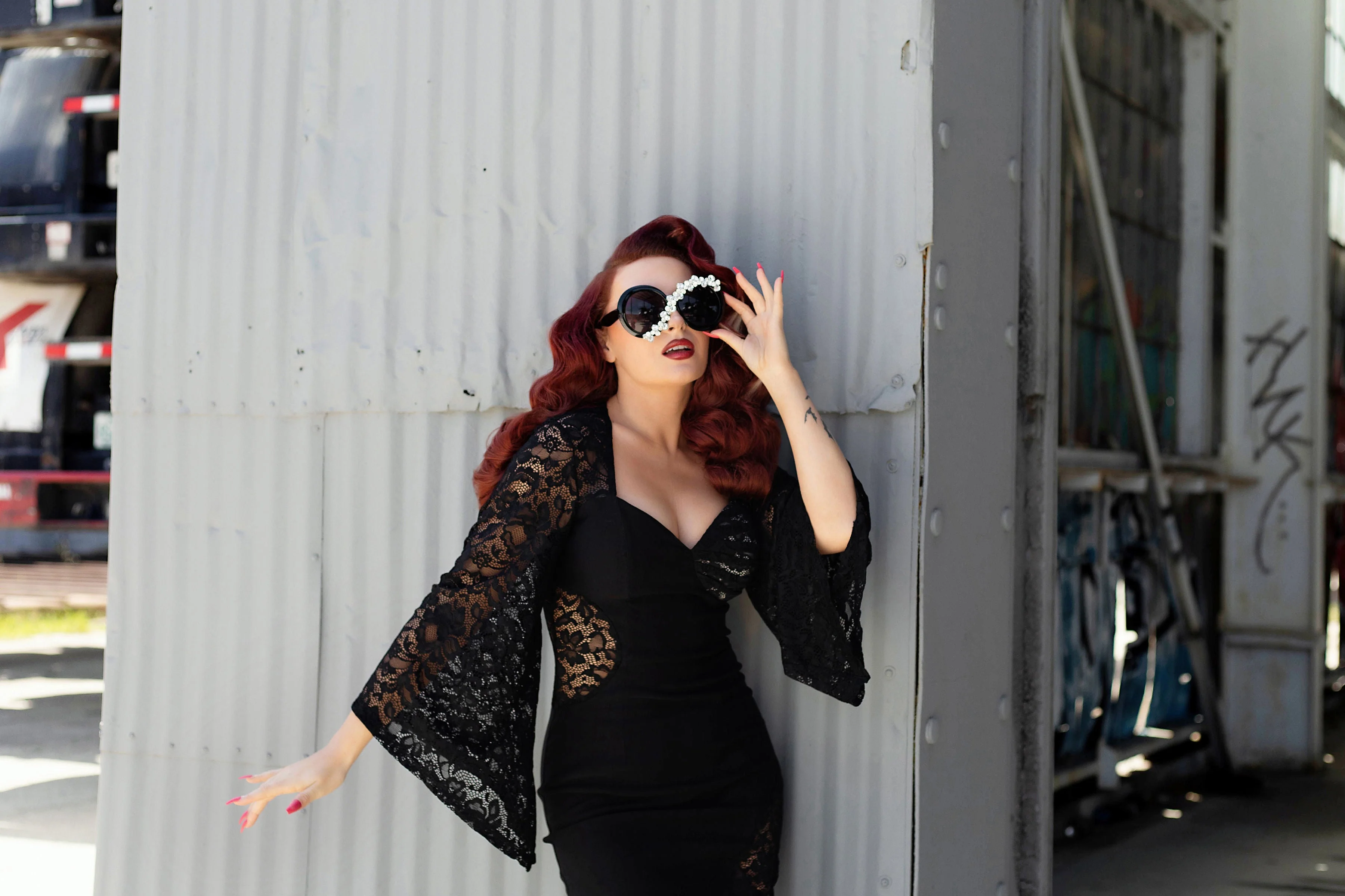 Deborah Asymmetrical Lace Dress - Image 4