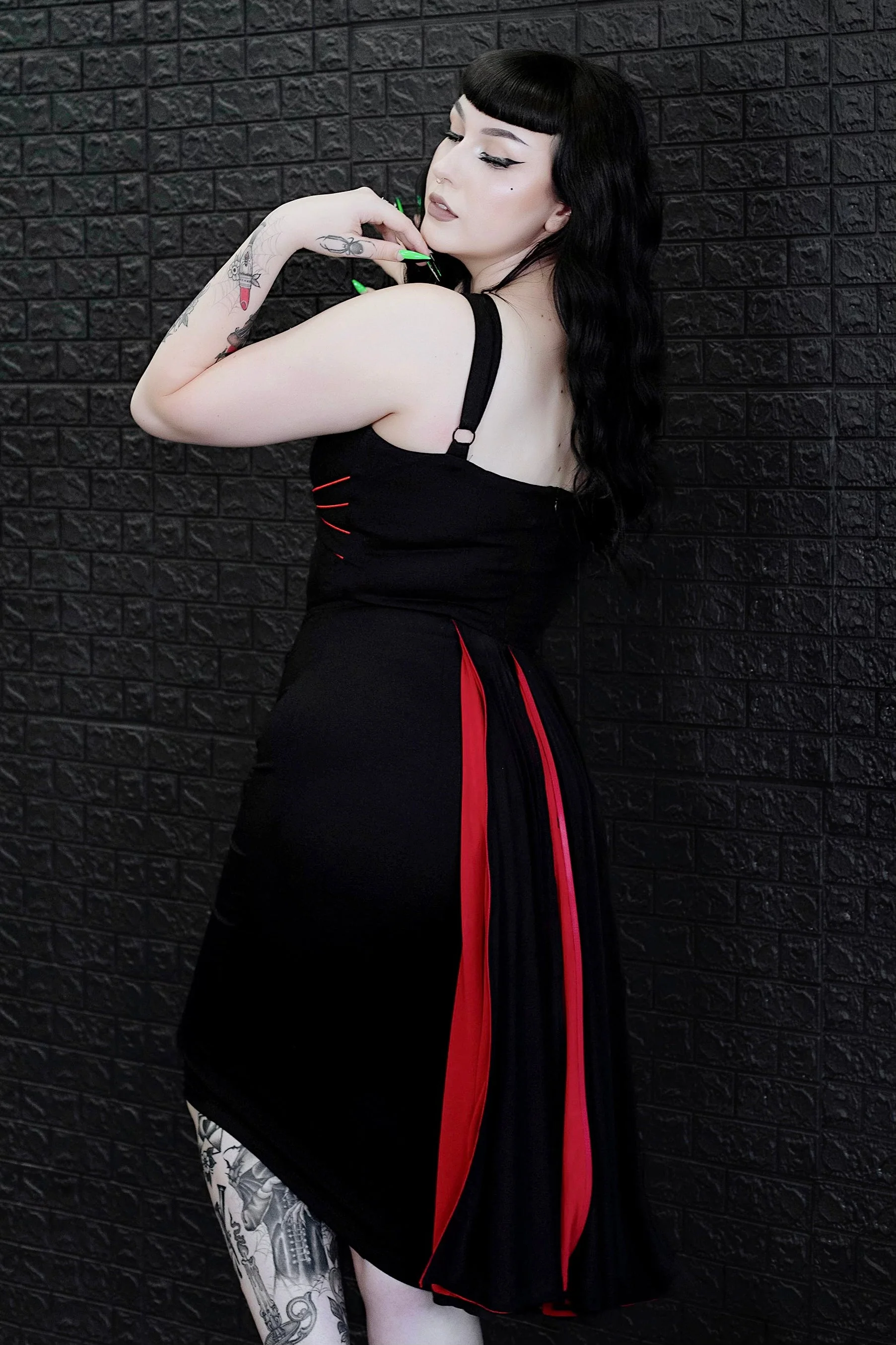 Drac Bat Wing and Cape Wiggle Dress - Image 3