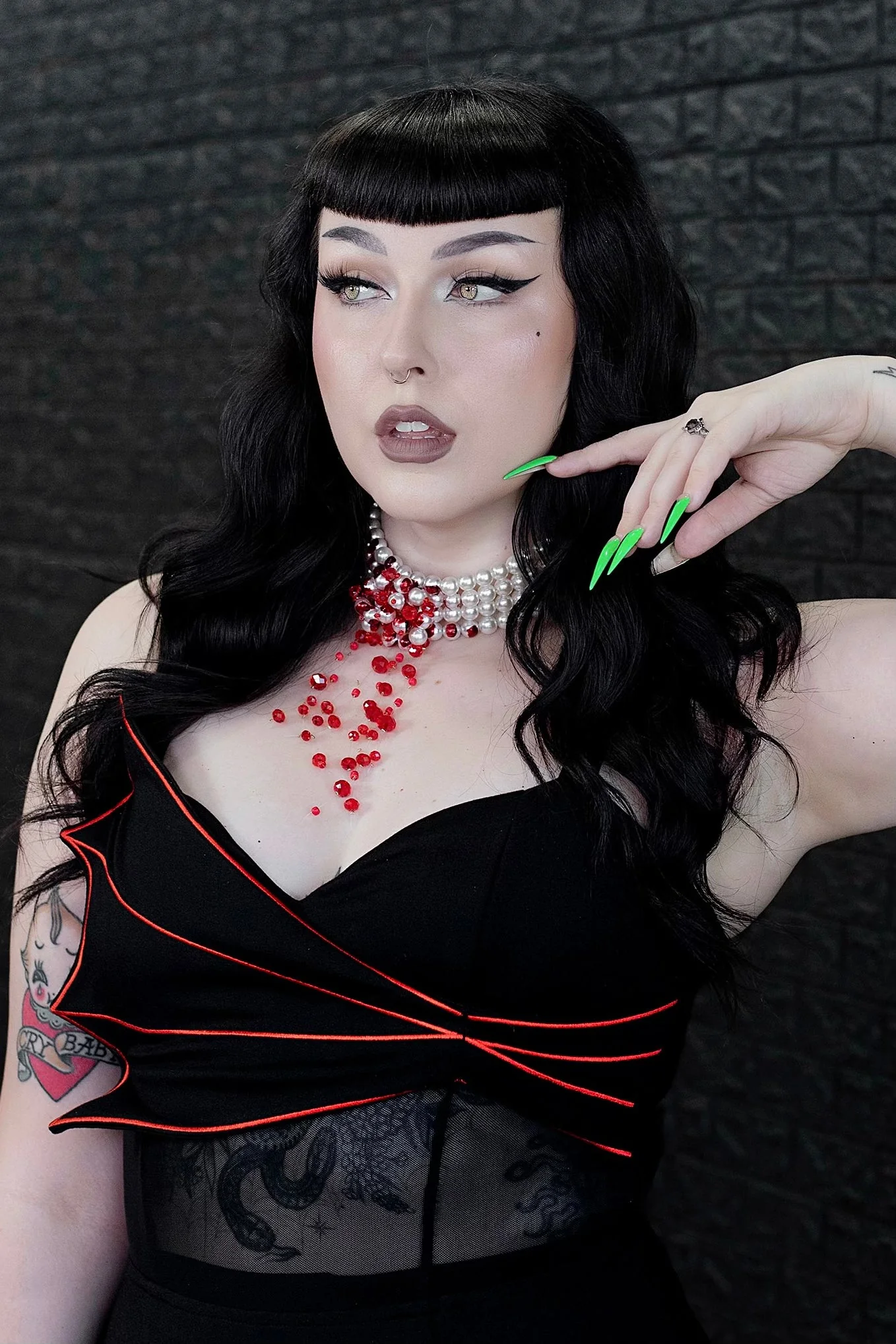 Drac Bat Wing and Cape Wiggle Dress - Image 5