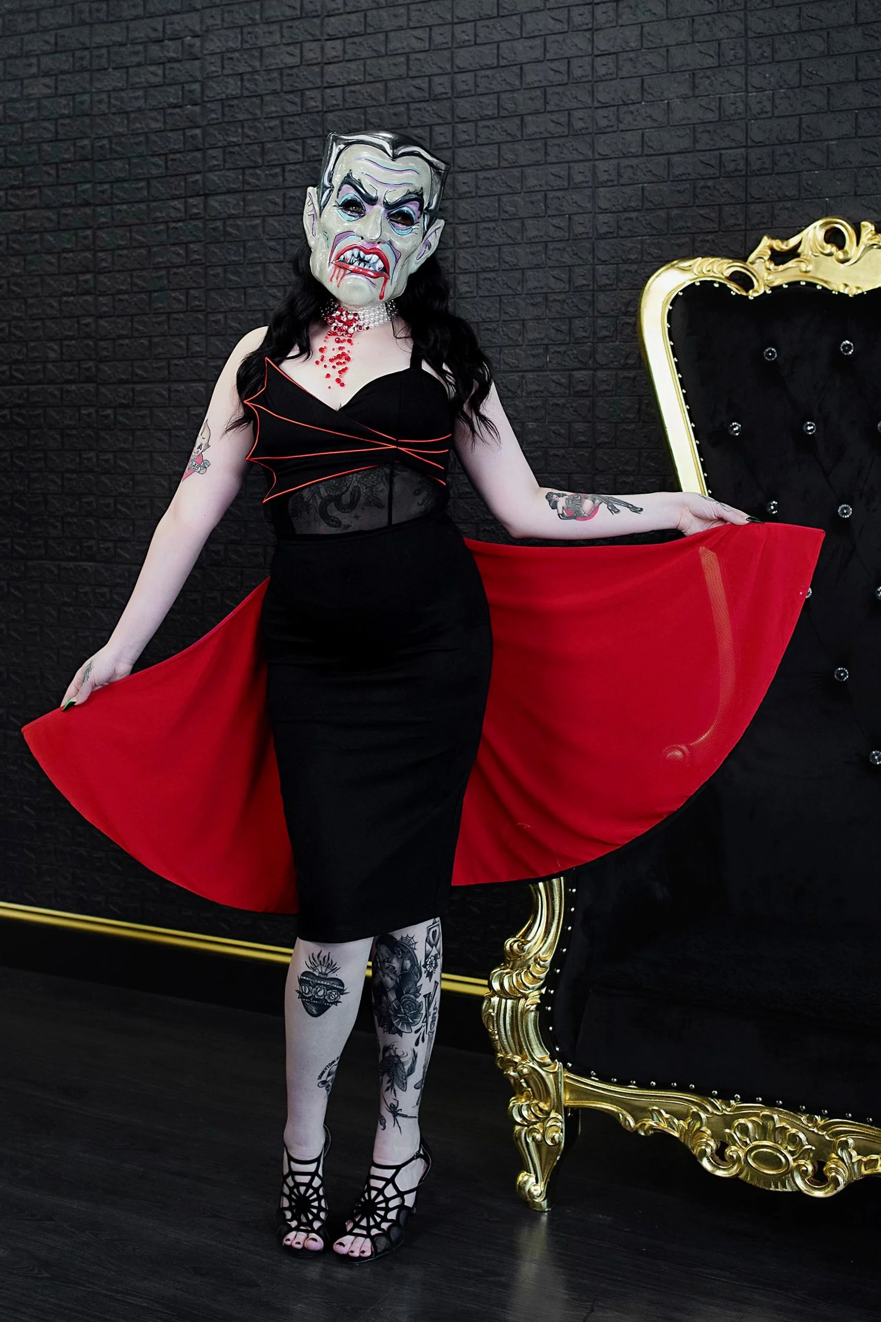 Drac Bat Wing and Cape Wiggle Dress - Image 6