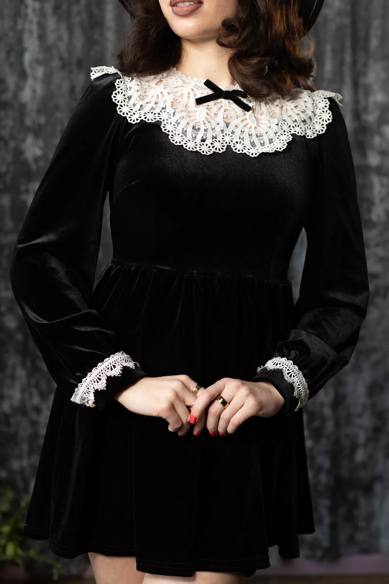 ELORA - Velvet mini dress with collar - PRE-ORDER - Image 3
