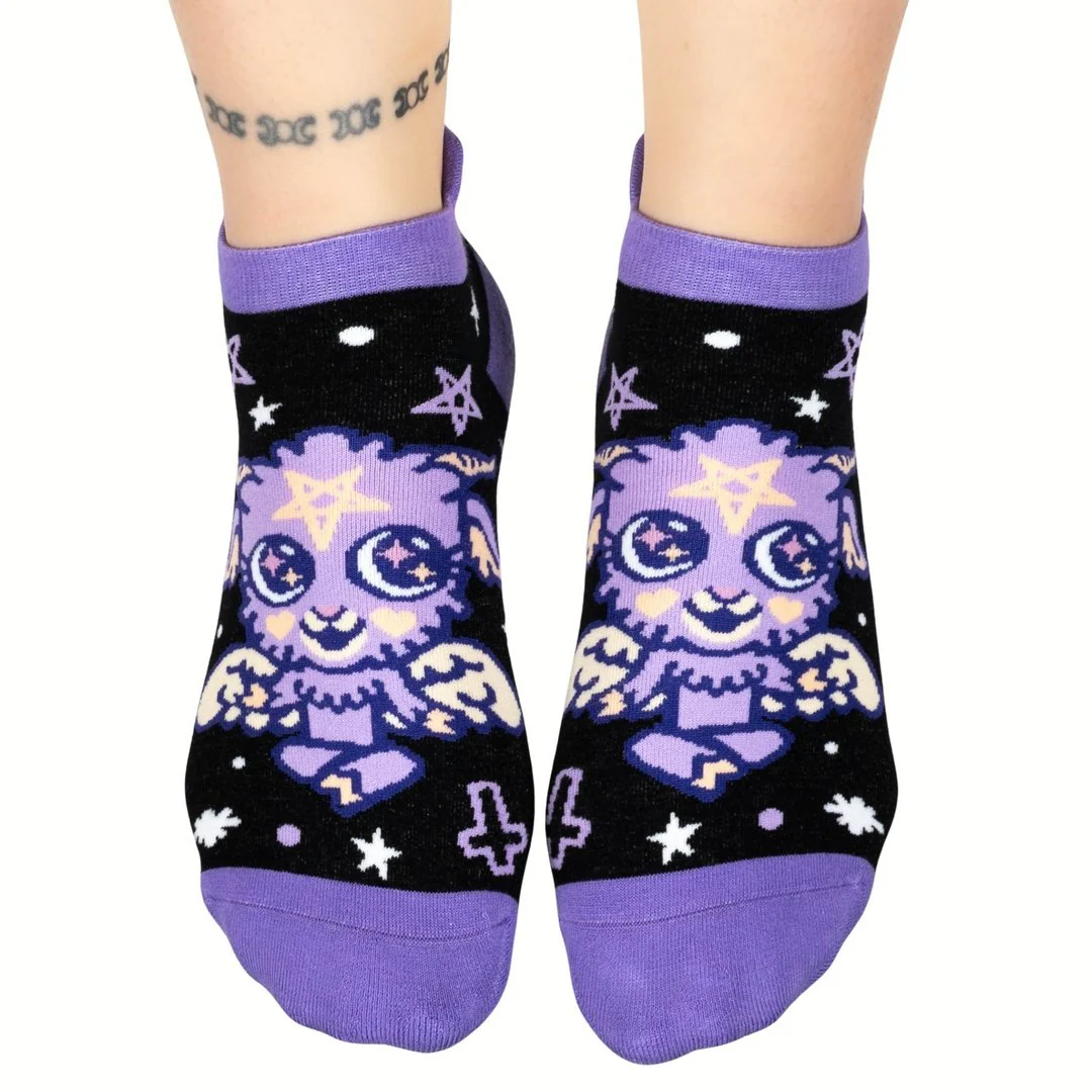 Evil But Cute Baphomet Ankle Sock Pack | 3 Designs - Image 4
