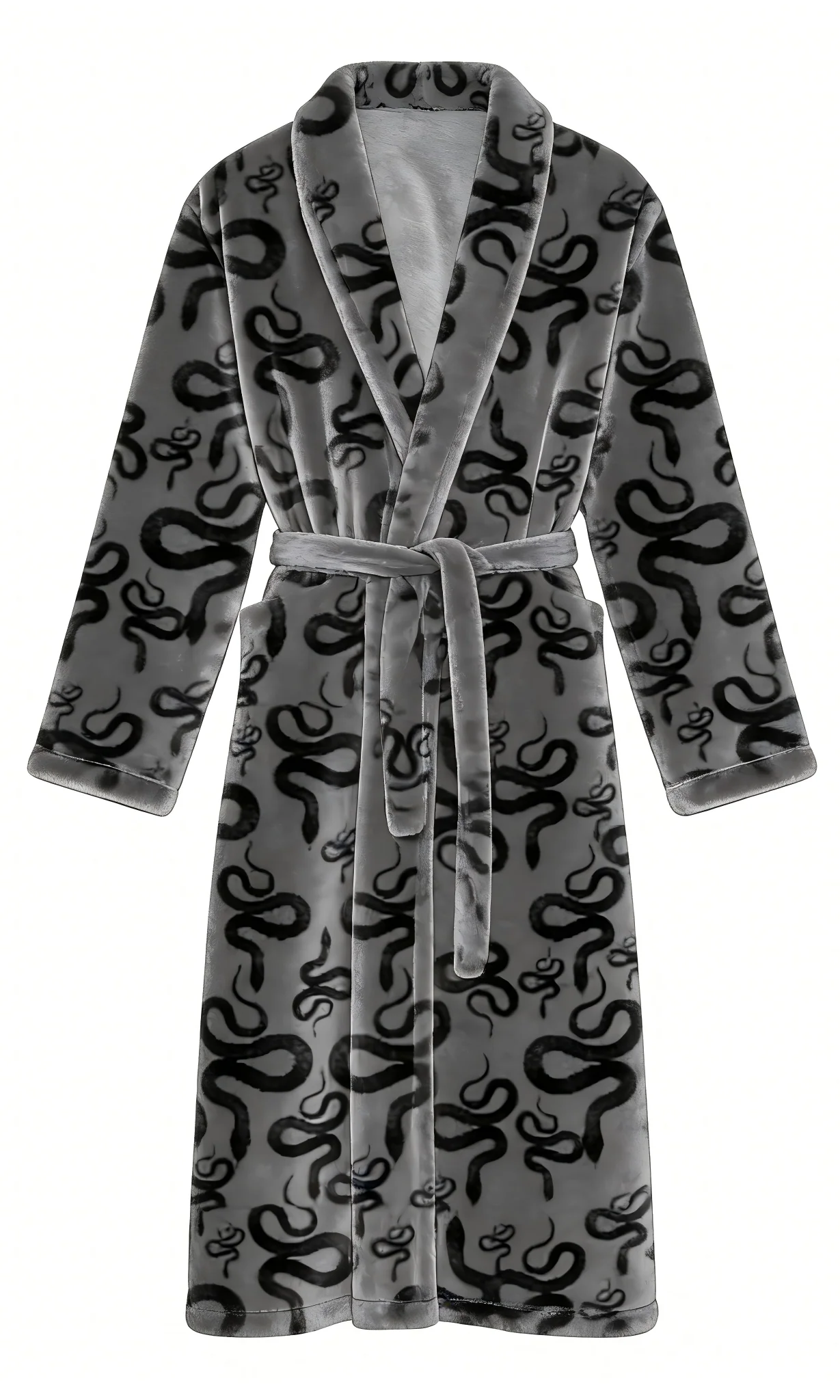 Fleece Robe - Black Snakes - Ready to Ship