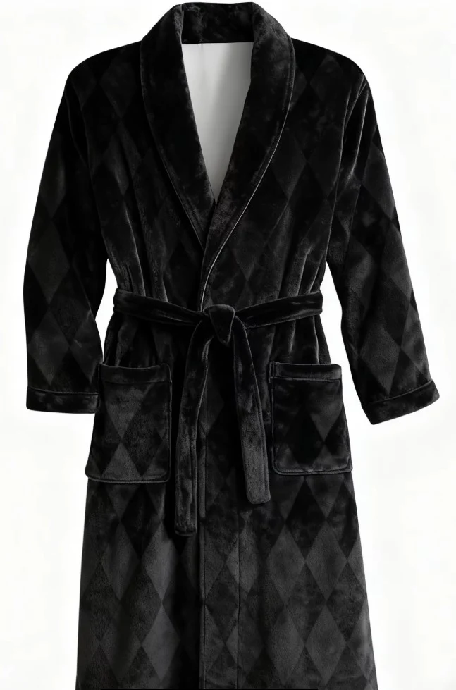 Fleece Robe - Distressed Harlequin - READY TO SHIP