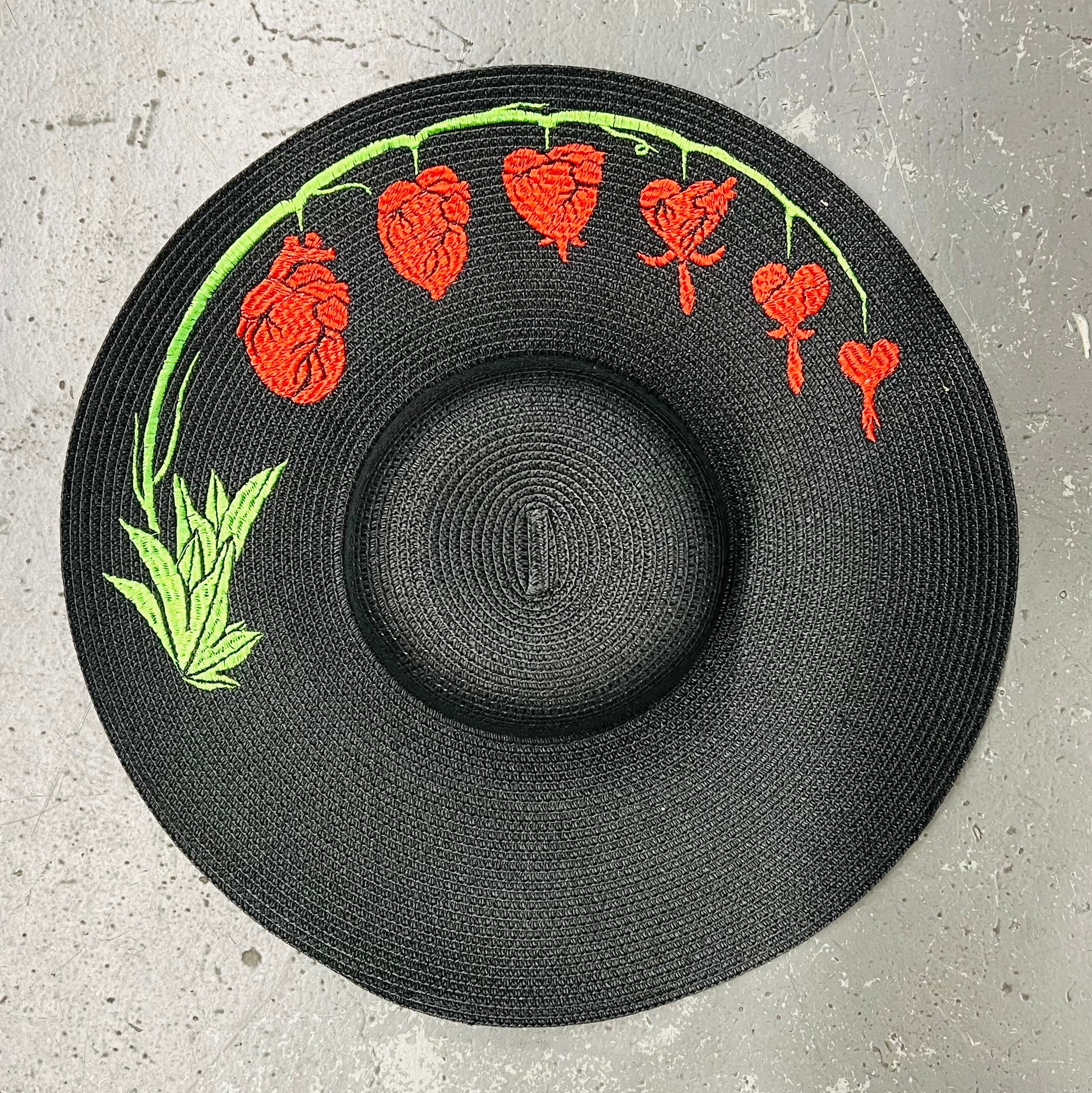 Floppy Sun Hat - XL Brim - Bleeding Hearts