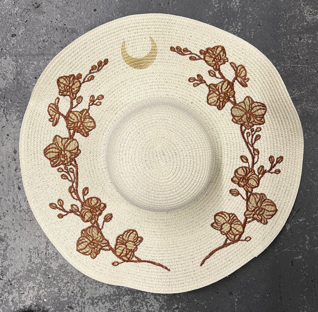 Floppy Sun Hat - XL Brim - Golden Orchids