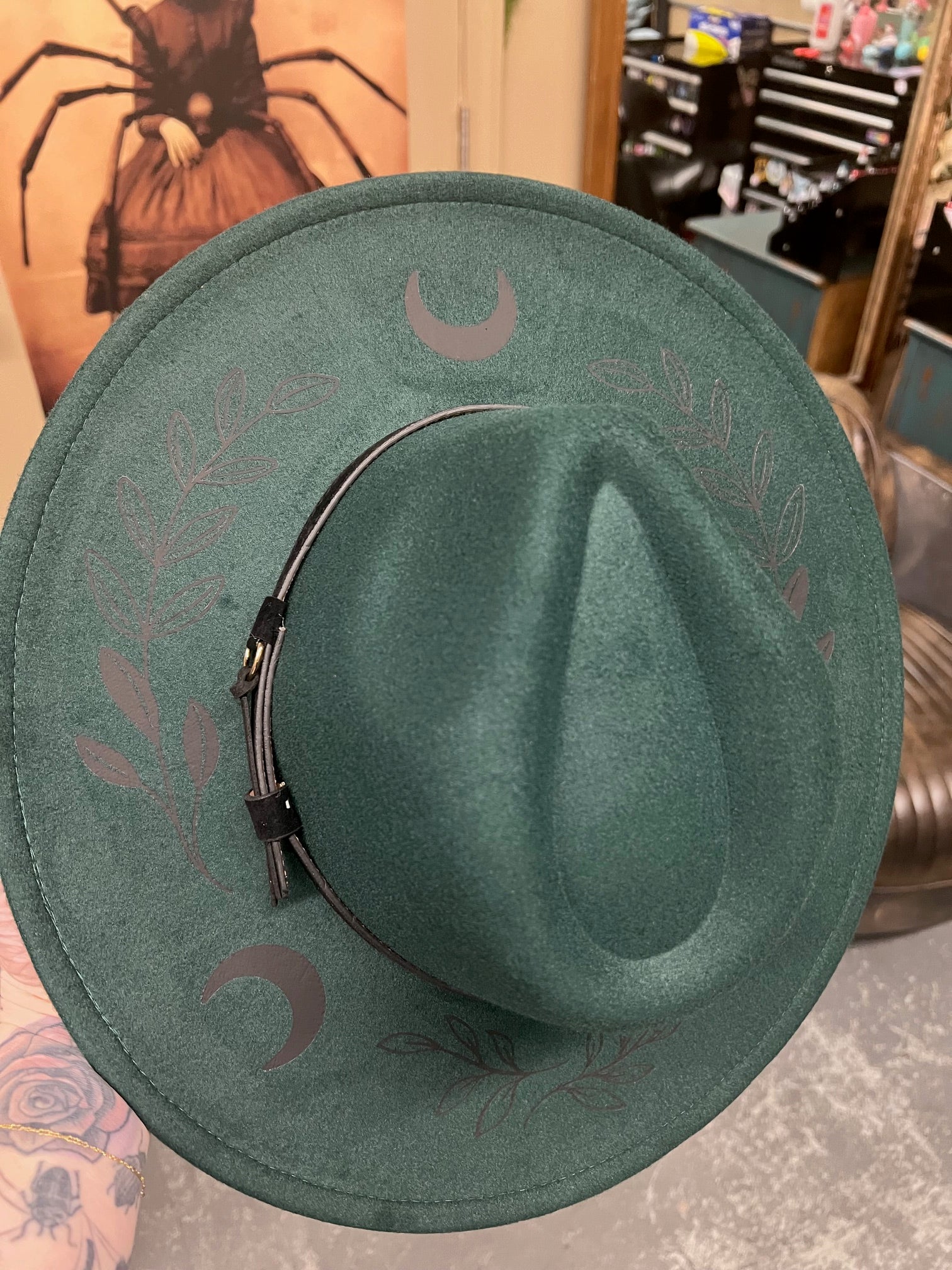 Vegan Felt Wide Brim Hat - XL Brim - Emerald - XL Fern Moon - Image 2