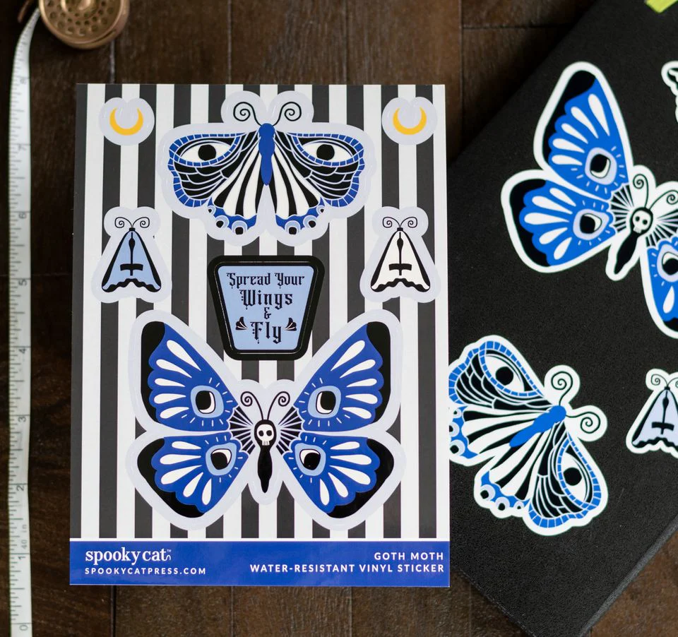 Goth Moth Vinyl Sticker Sheet
