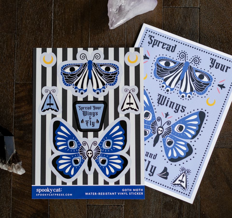 Goth Moth Vinyl Sticker Sheet - Image 2