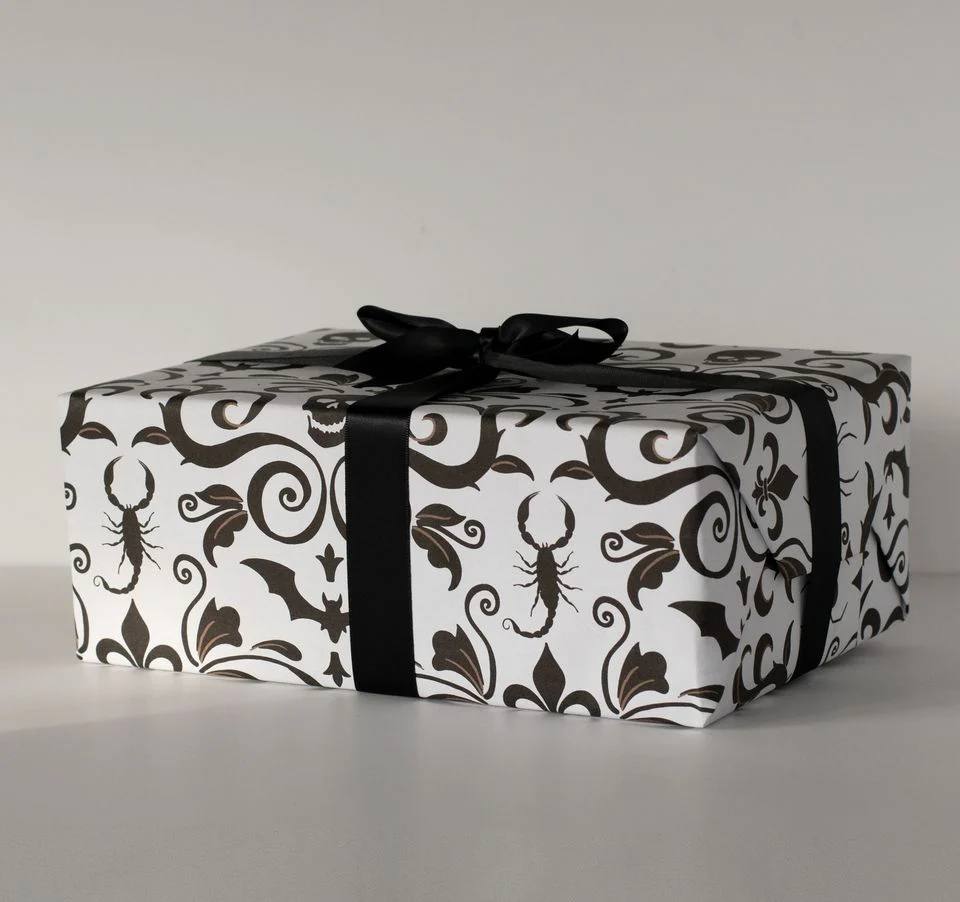Gothic Damask Gift Wrap - Bone (1 Sheet) - Image 3