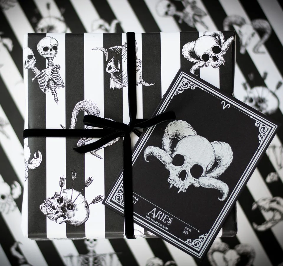Gothic Stripe Zodiac Gift Wrap (1 Sheet) - Image 3