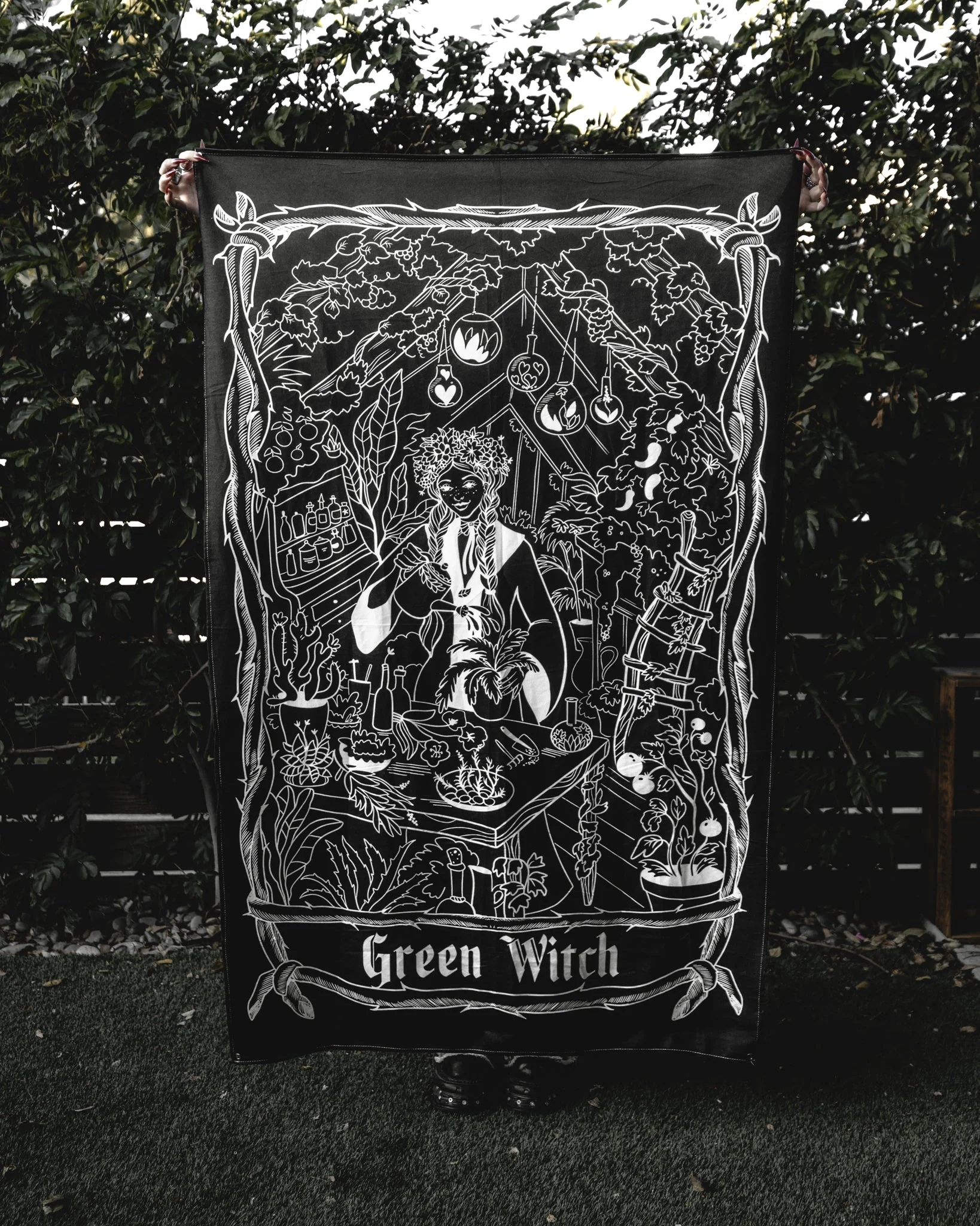 Green Witch Wall Tapestry