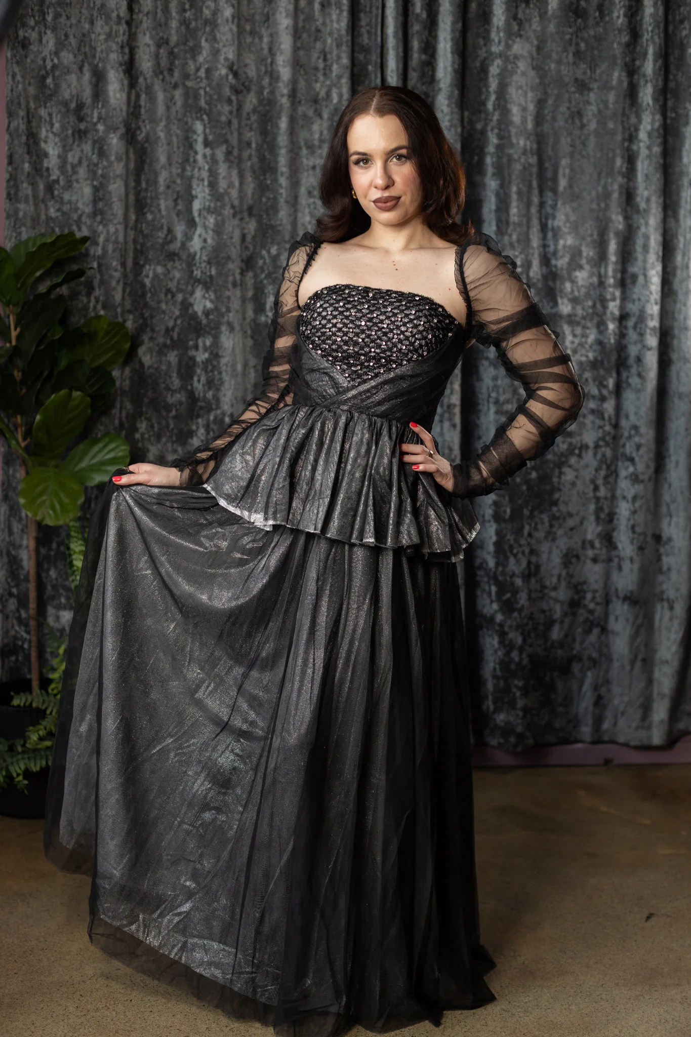 HESPERIA- 80s inspired metallic dress with removable sleeves - PRE-ORDER