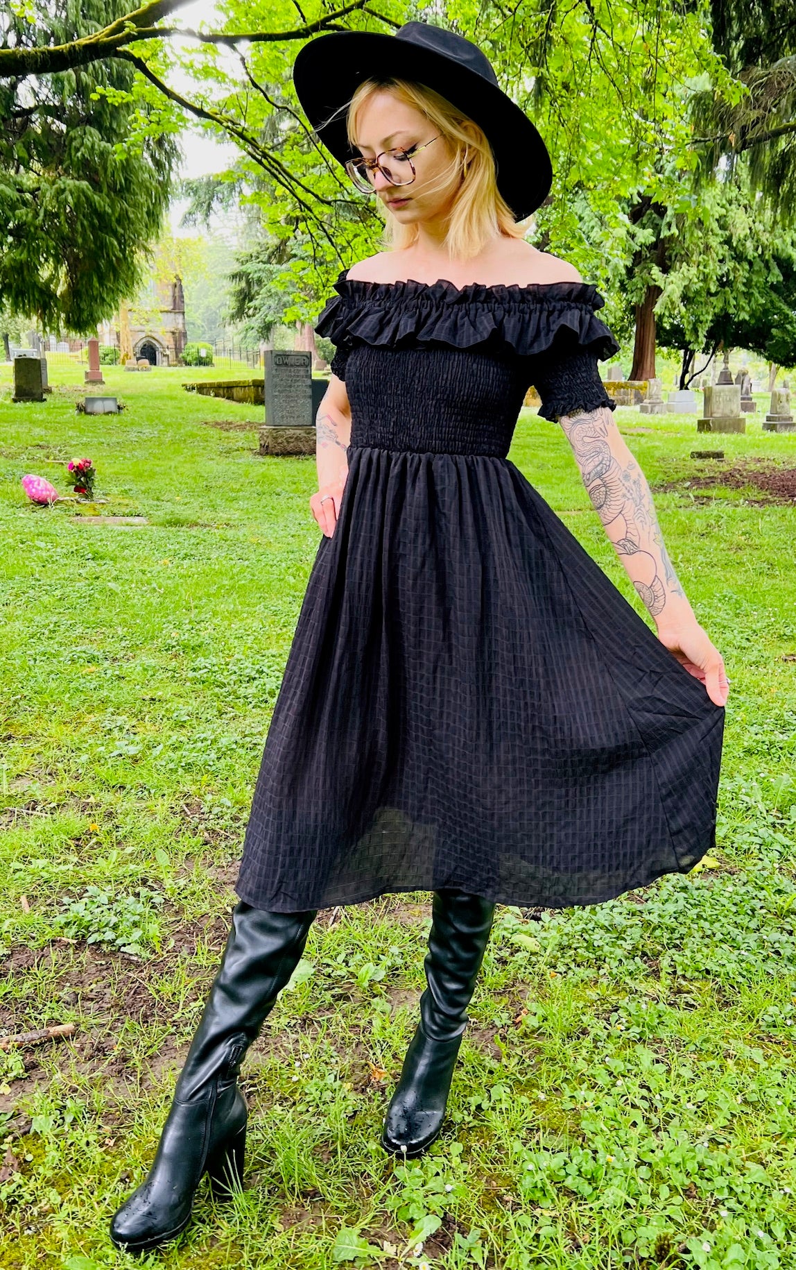 Hilda - Dark Plaid Cottage Dress - READY TO SHIP - Image 3