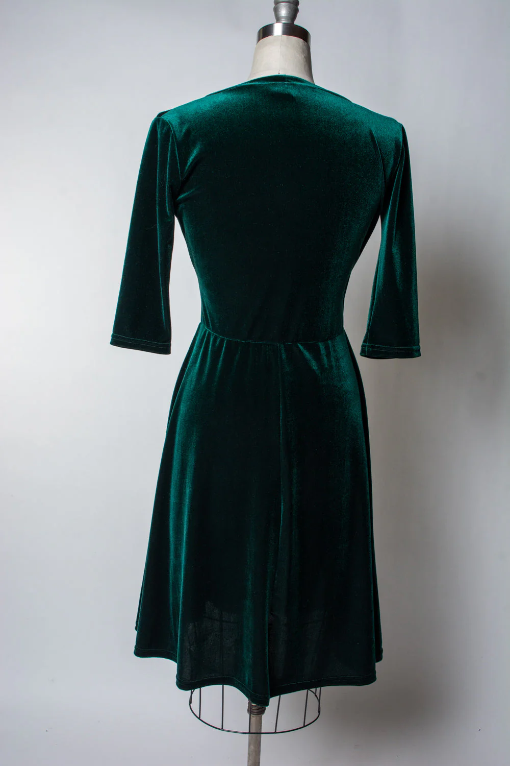 Joanie Knit Dress 3/4 Sleeve - Stretch Velvet, Hunter Green - Image 4