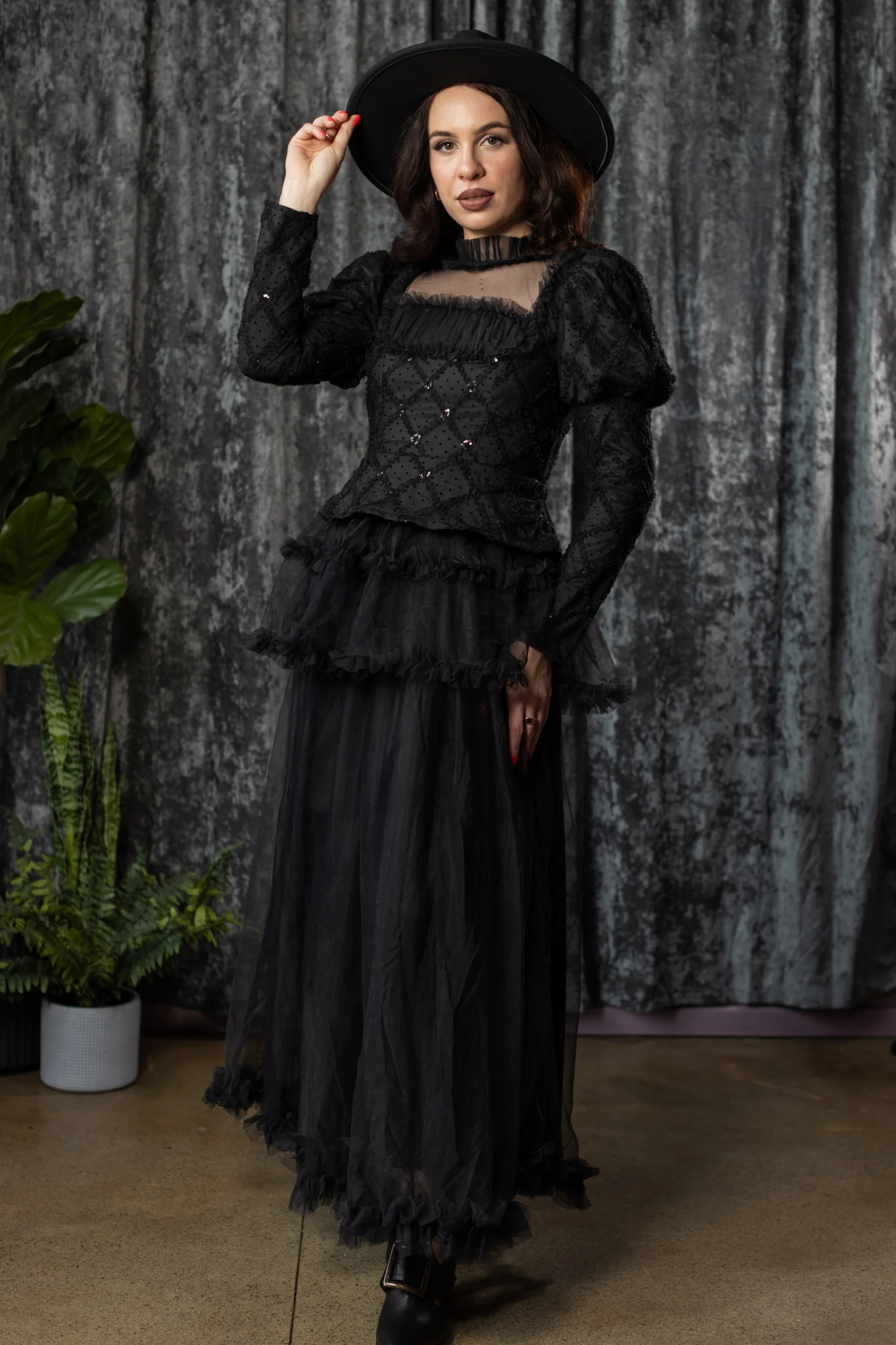 KALI - Victorian inspired peplum mourning dress- PRE-ORDER