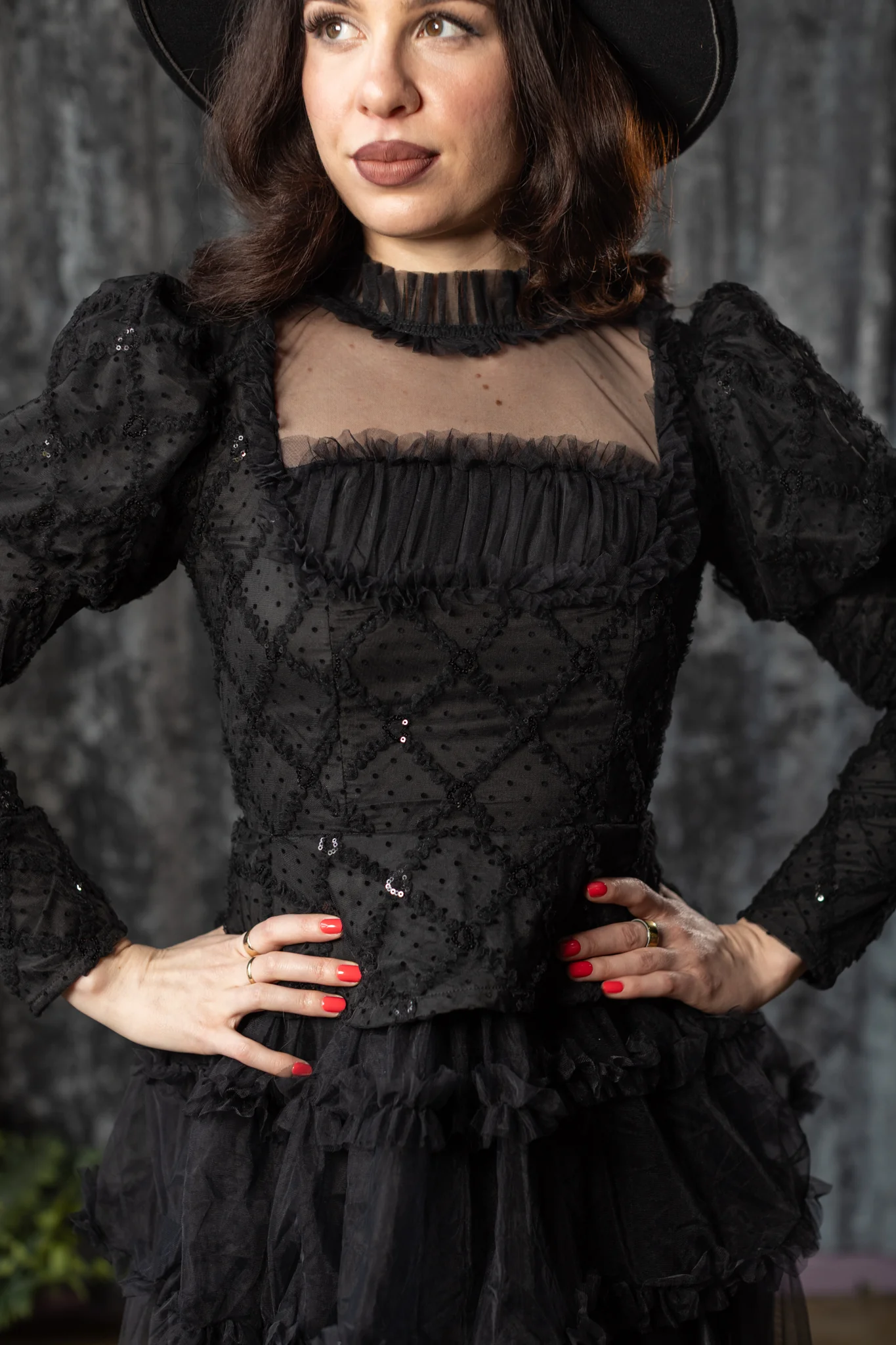KALI - Victorian inspired peplum mourning dress- PRE-ORDER - Image 3