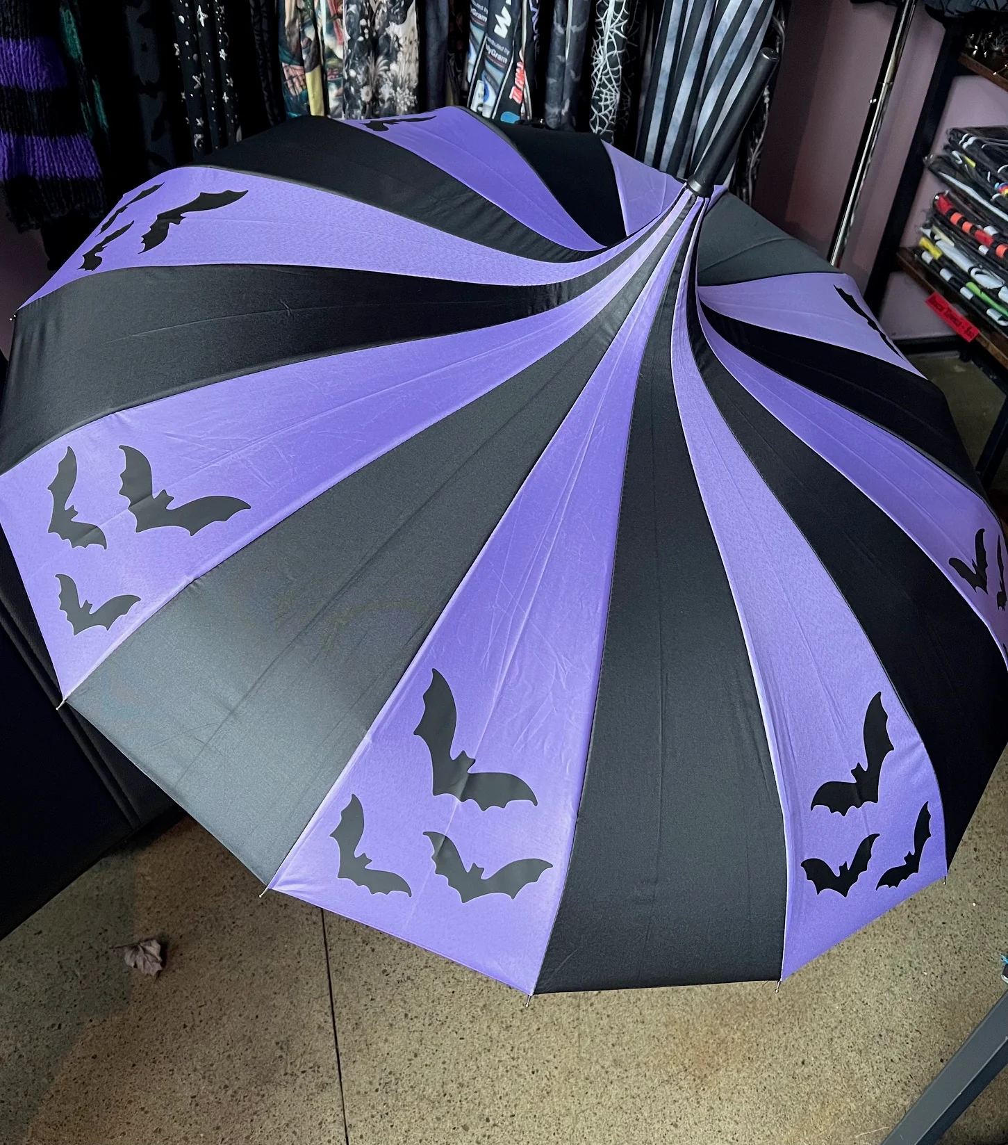 Lavender/Black Flying Bats Umbrella