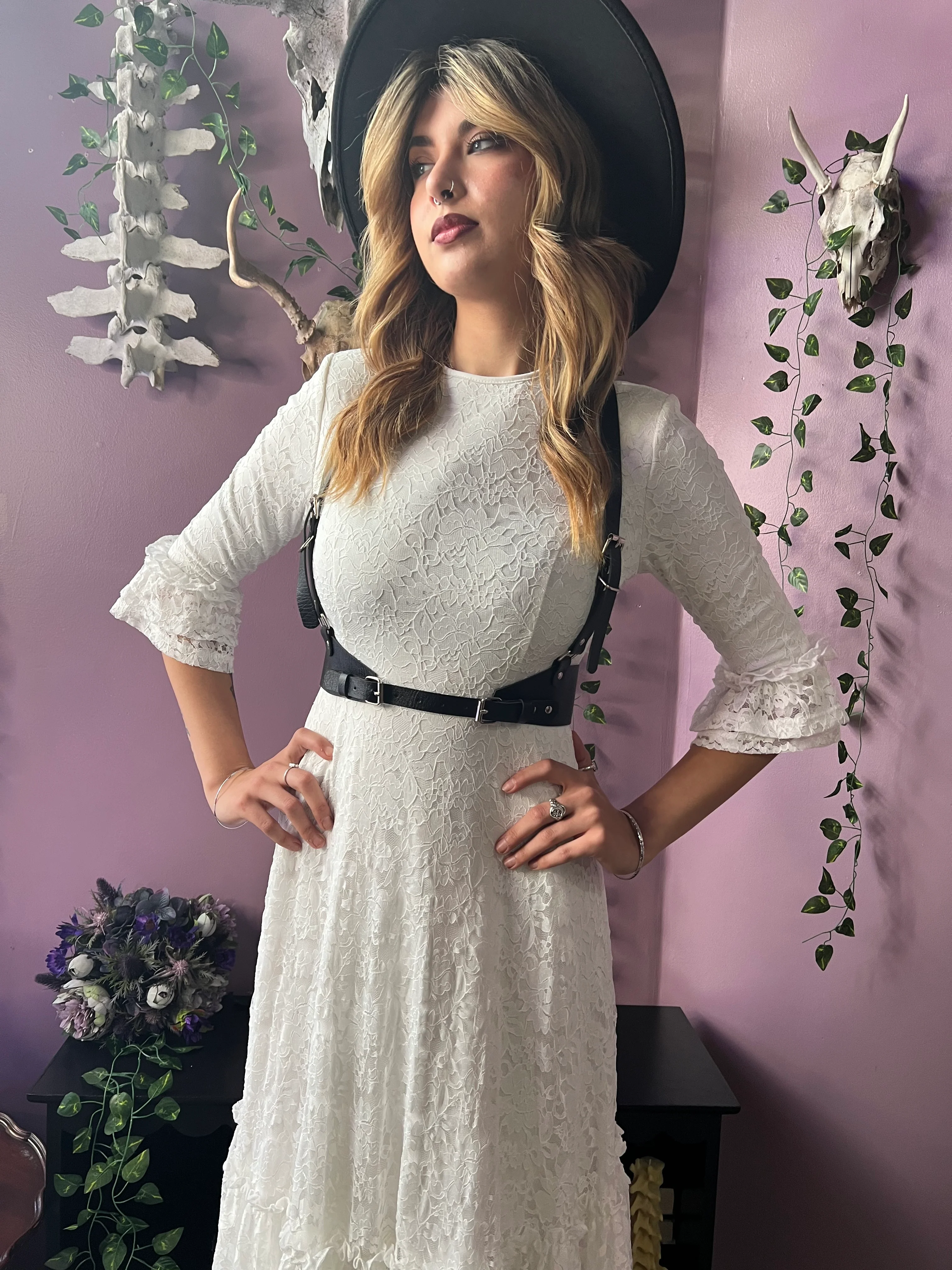 Mina - Ivory Floral Lace Bride of the Vampire Maxi Dress  - READY TO SHIP - Image 13