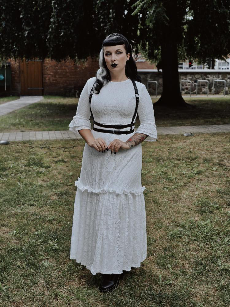 Mina - Ivory Floral Lace Bride of the Vampire Maxi Dress  - READY TO SHIP - Image 4
