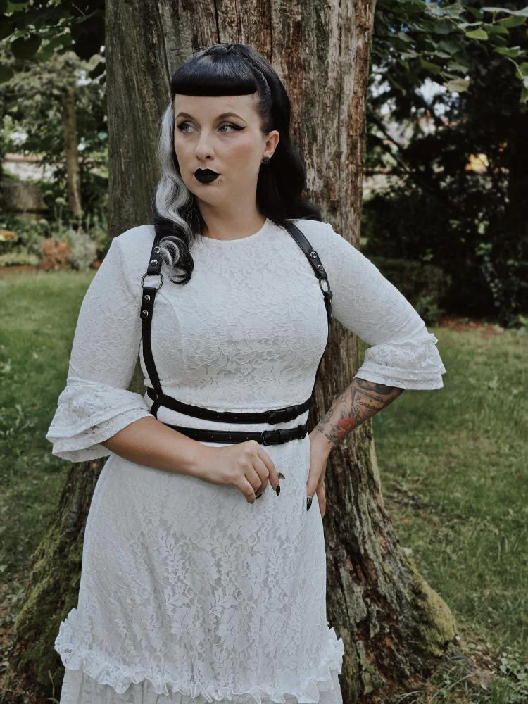 Mina - Ivory Floral Lace Bride of the Vampire Maxi Dress  - READY TO SHIP - Image 5