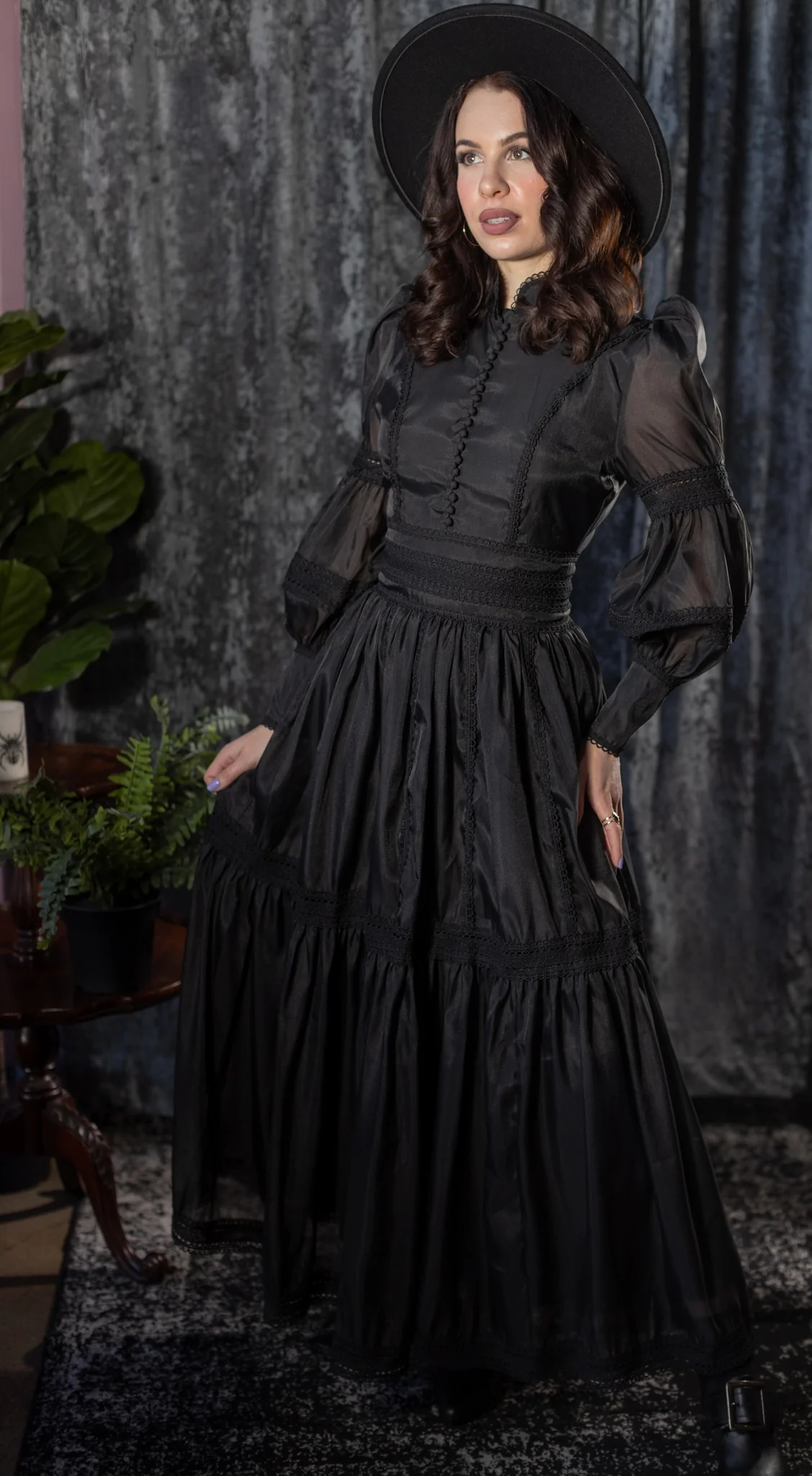 Morgana - Romantic Victorian Inspired MAXI Dress - MAXI - BLACK - READY TO SHIP