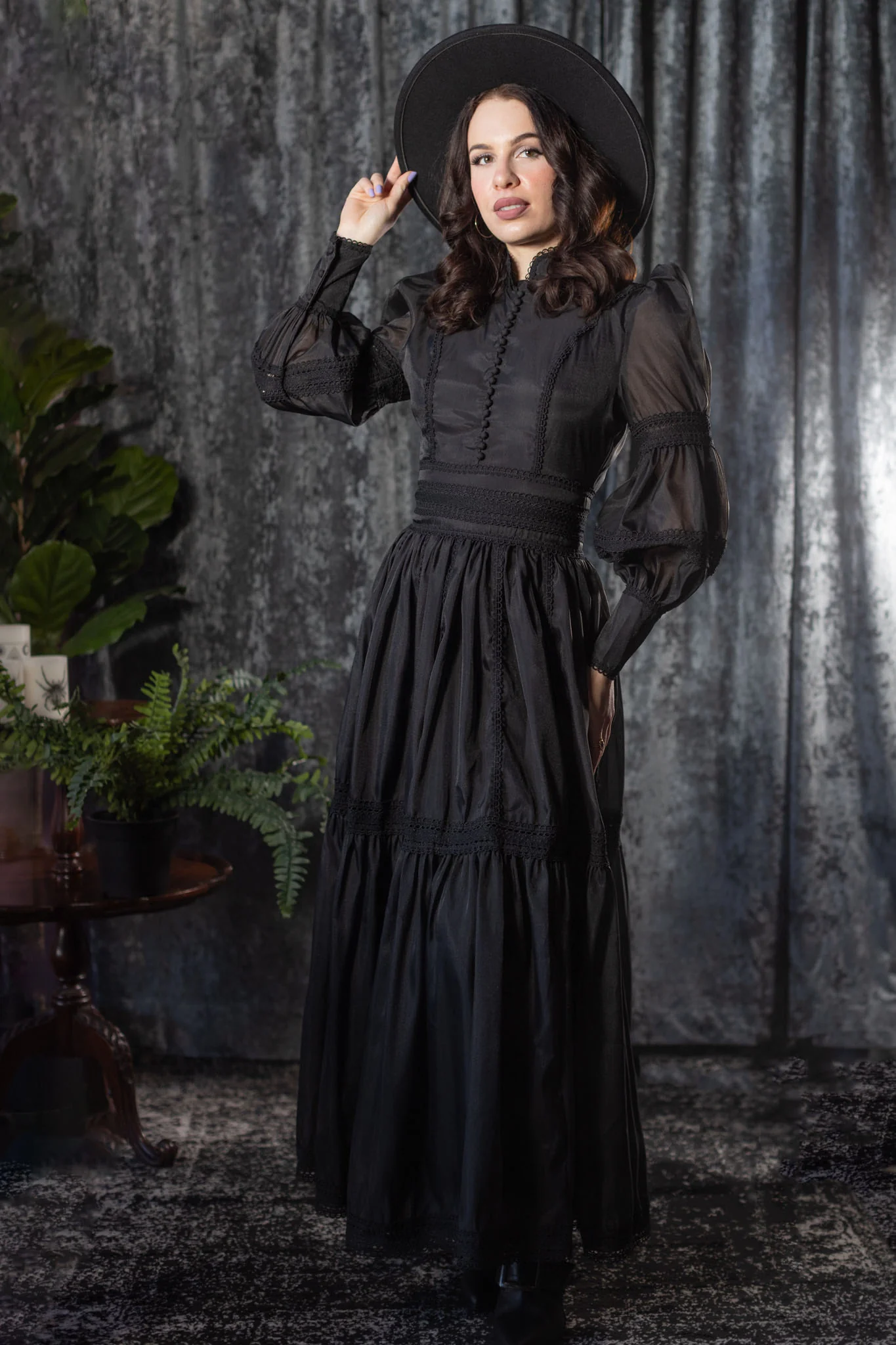 Morgana - Romantic Victorian Inspired MAXI Dress - MAXI - BLACK - READY TO SHIP - Image 2
