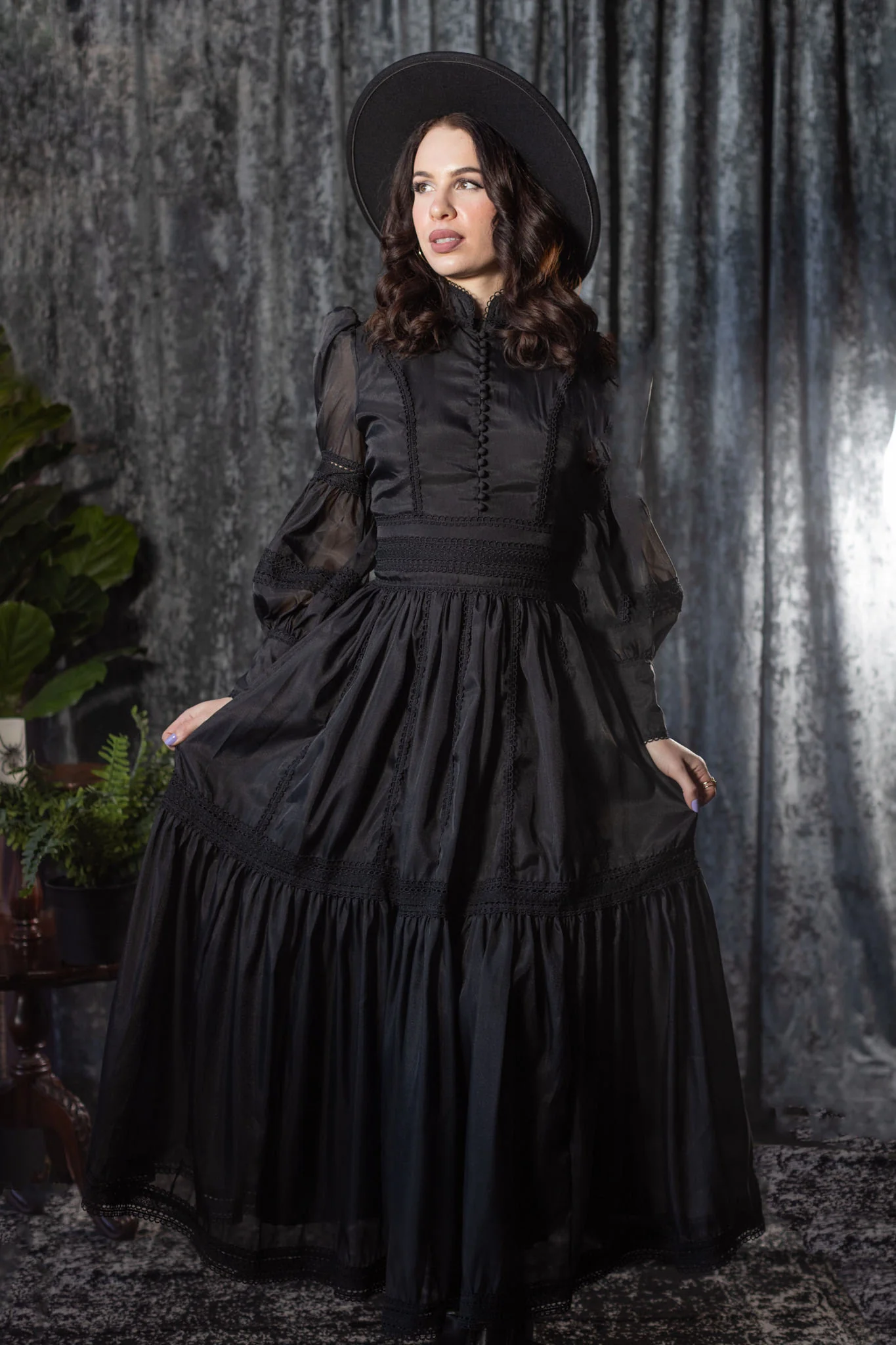 Morgana - Romantic Victorian Inspired MAXI Dress - MAXI - BLACK - READY TO SHIP - Image 3