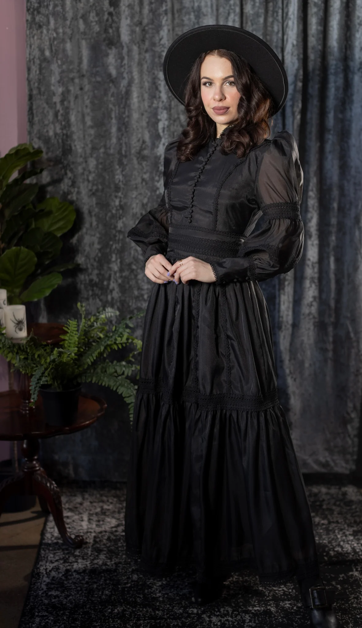 Morgana - Romantic Victorian Inspired MAXI Dress - MAXI - BLACK - READY TO SHIP - Image 6