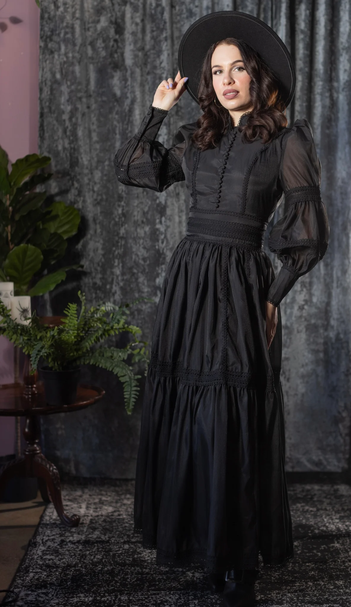 Morgana - Romantic Victorian Inspired MAXI Dress - MAXI - BLACK - READY TO SHIP - Image 7