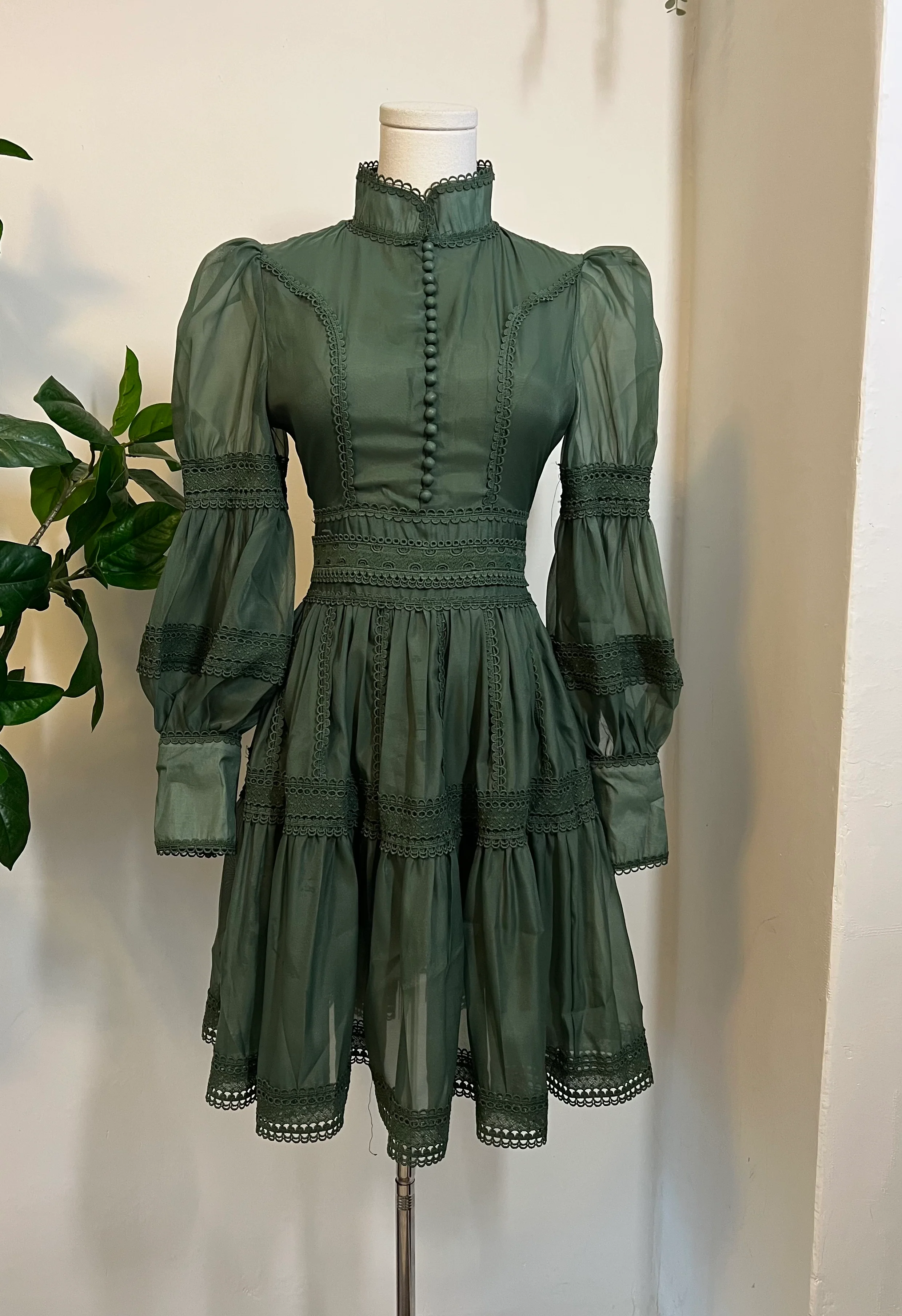 Morgana - Romantic Victorian Inspired Party Dress - SAGE - READY to SHIP - Image 8