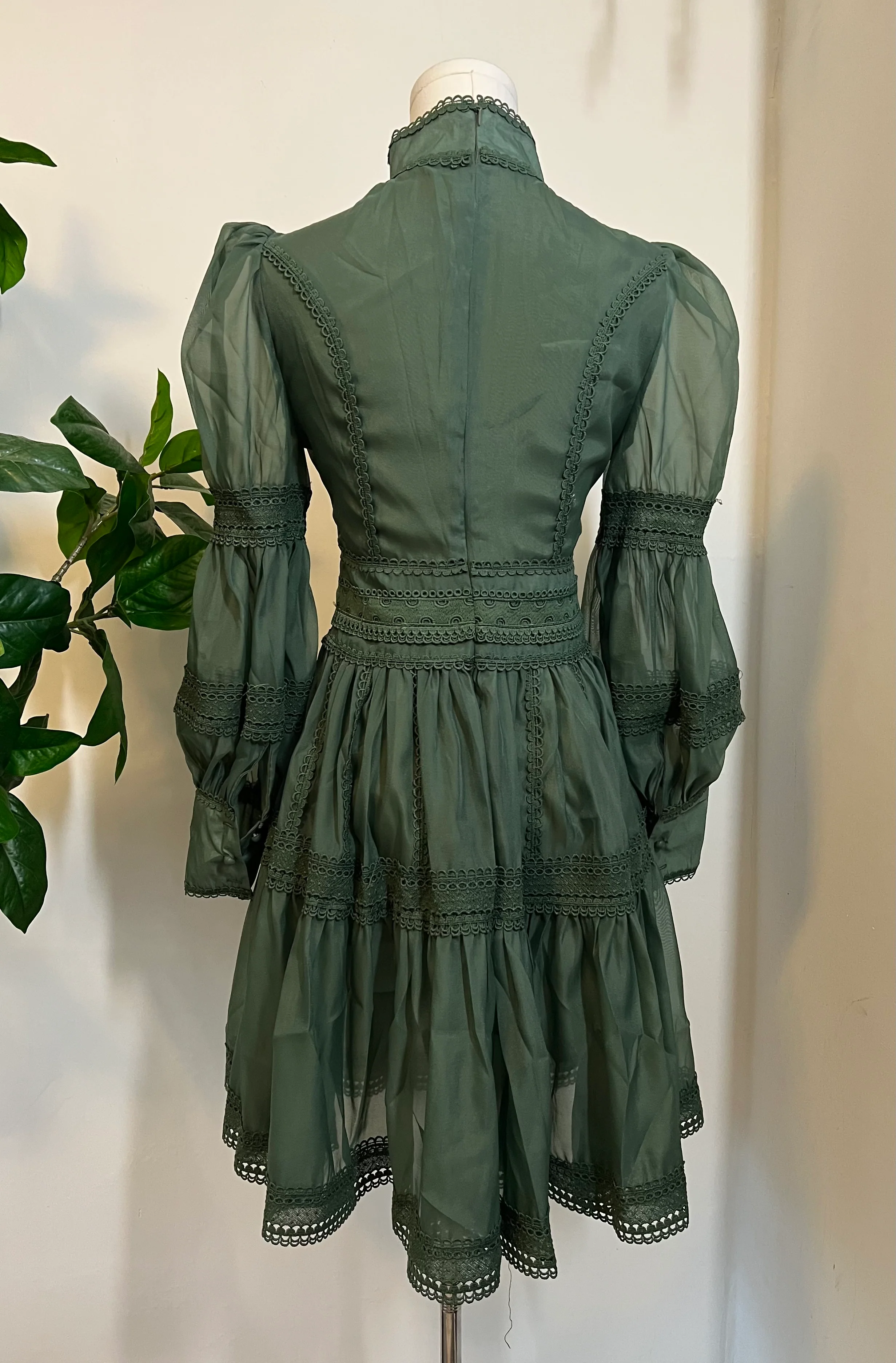 Morgana - Romantic Victorian Inspired Party Dress - SAGE - READY to SHIP - Image 9