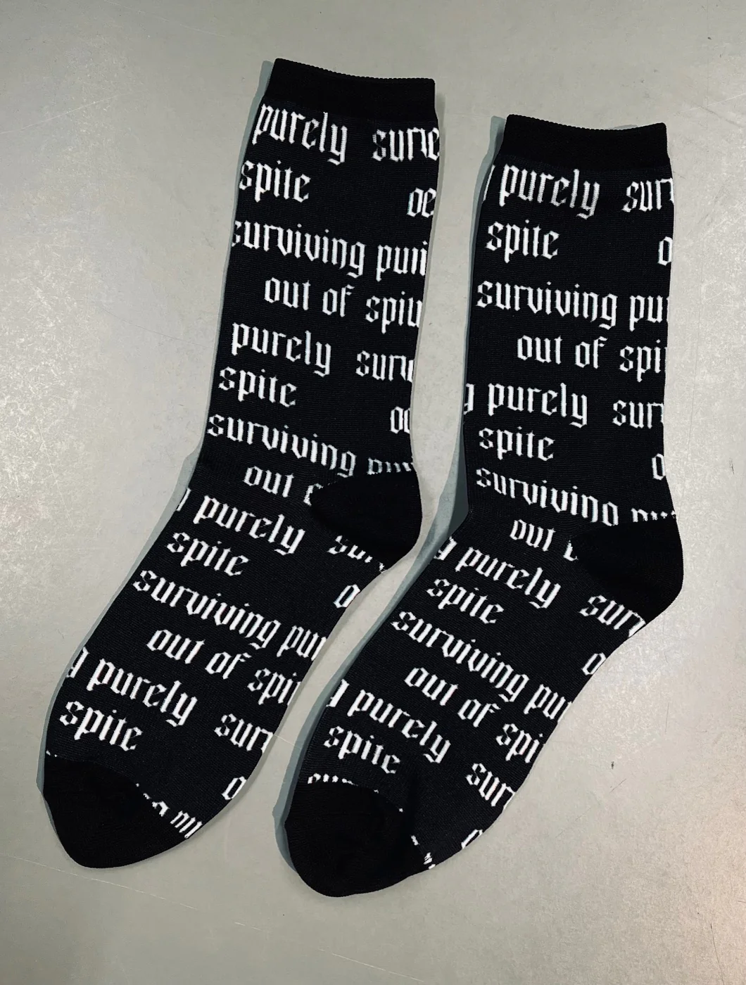 Novelty Socks - Surviving Purely Out of Spite - Ready To Ship