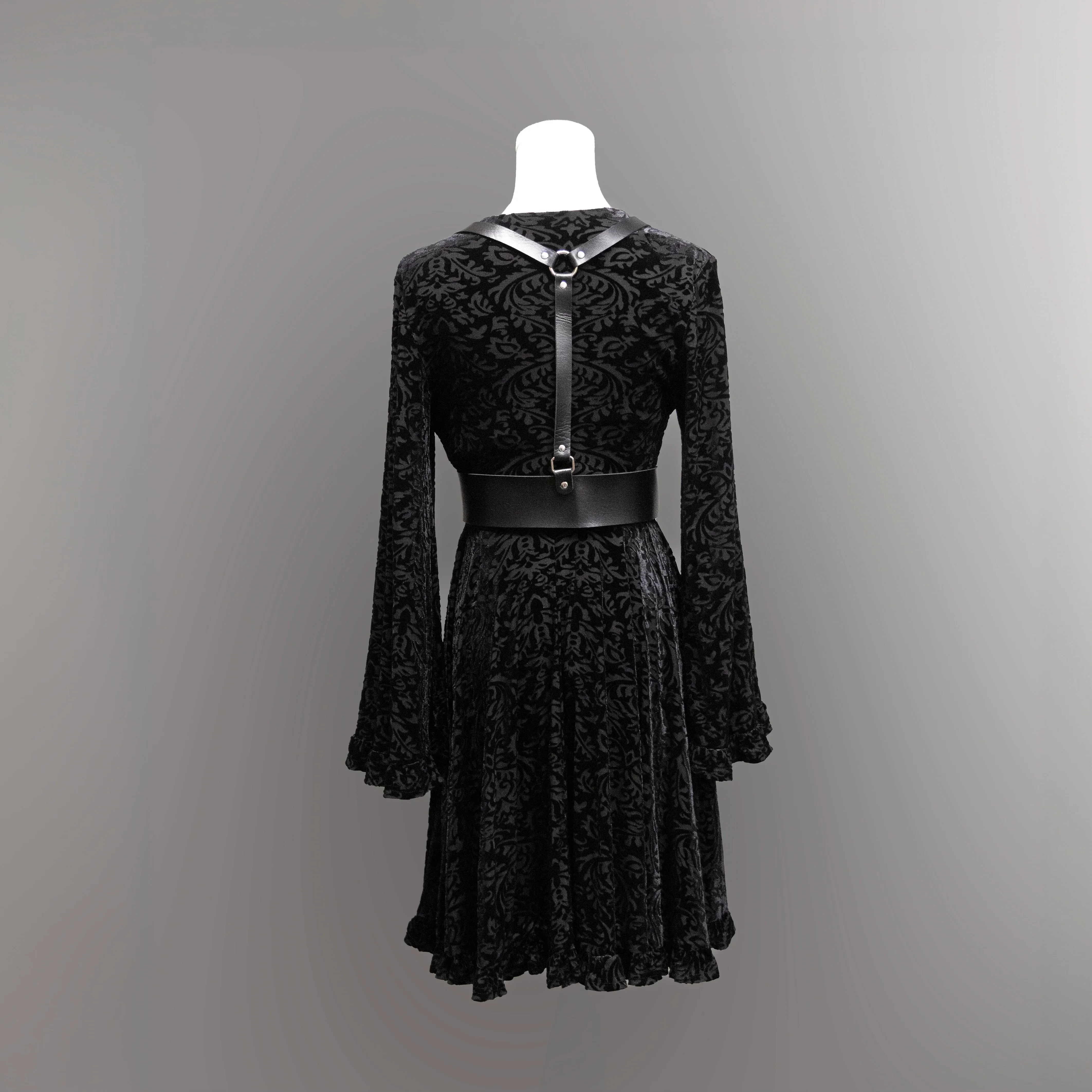 Nyx - Bell Sleeved Velvet Damask Dress with Harness - READY TO SHIP! - Image 15