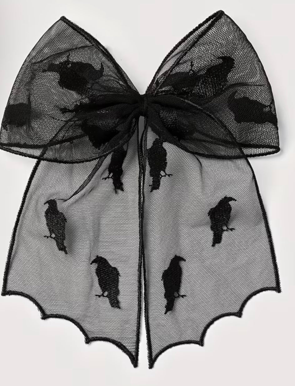 Raven Hair Bow - READY TO SHIP